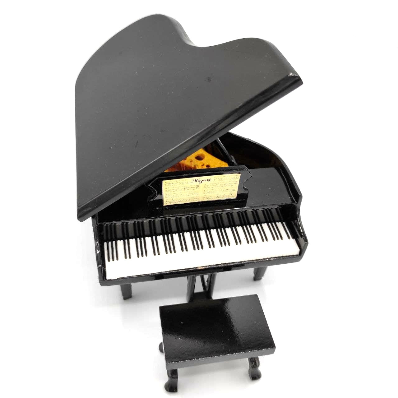 Mini piano com possibilidade de personalização por gravação, preto, feito à mão em balsa, escala 1:10, ideal para presente para pianistas e amantes de música, altura 8 cm