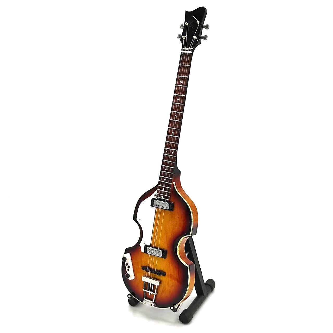 Mini guitarra baixo estilo Paul McCartney, MGT-2028, mogno, possibilidade de personalização por gravação, ideal para presente, altura 27,5 cm