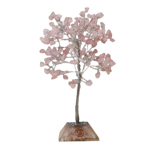 Árvore Mágica de Cristal de Quartzo Rosa com Base de Orgonite