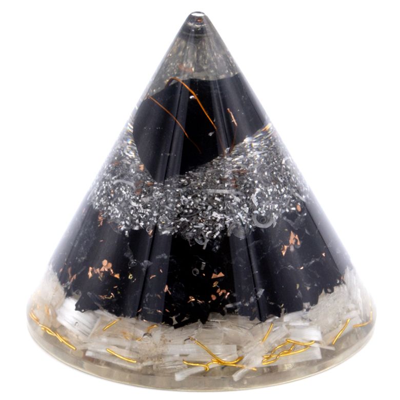 Orgonite de Cavalo com Selenito e Turmalina Negra - Decoração Elegante Altura 90 mm, Resina de Poliéster, Proteção contra Poluição Eletromagnética