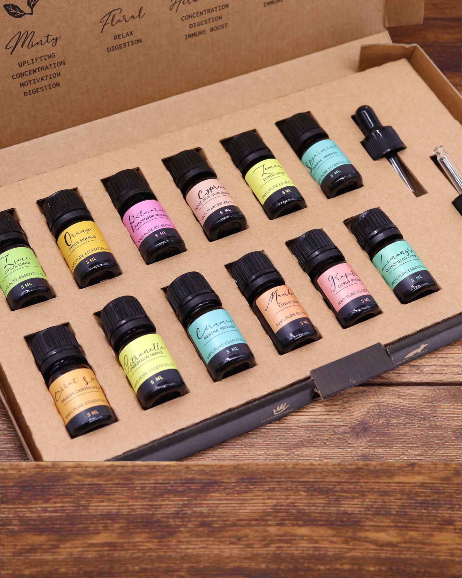 Energia de Verão da Natureza – Conjunto de Luxo de 12 Óleos Essenciais 5 ml com Pipetas