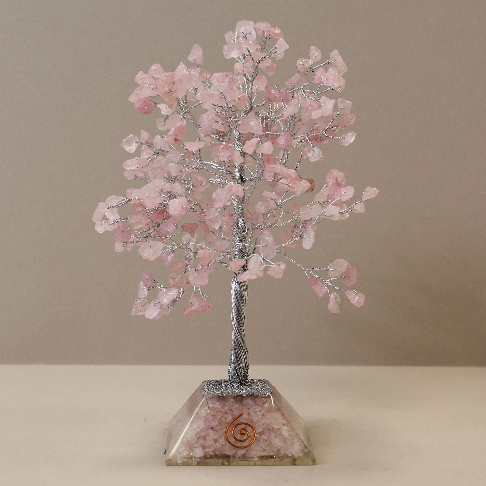 Árvore de Cristal com Base de Orgonite - Quartzo Rosa