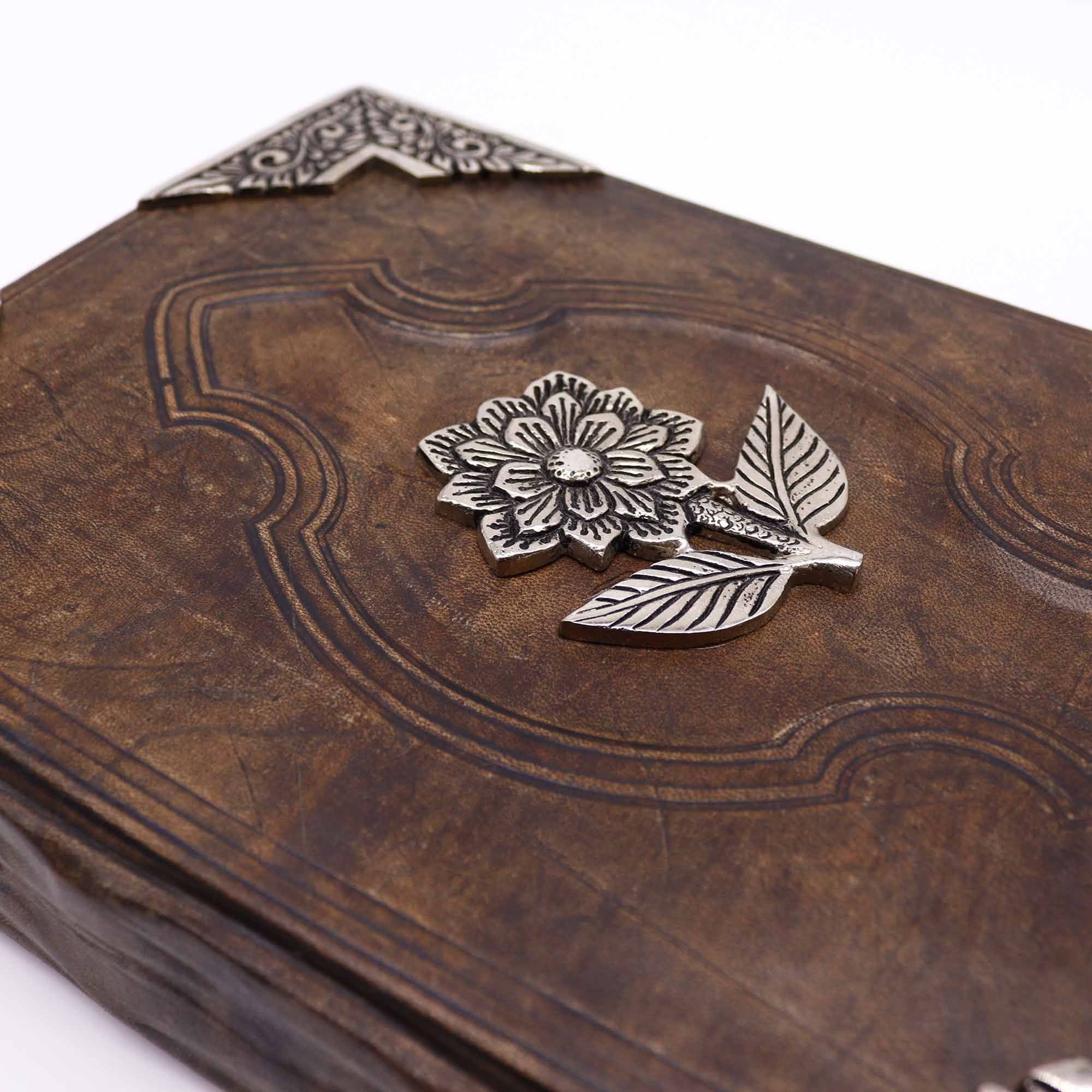 Elegante Caderno Hefty Brown Tan com Motivo Zinc Rose