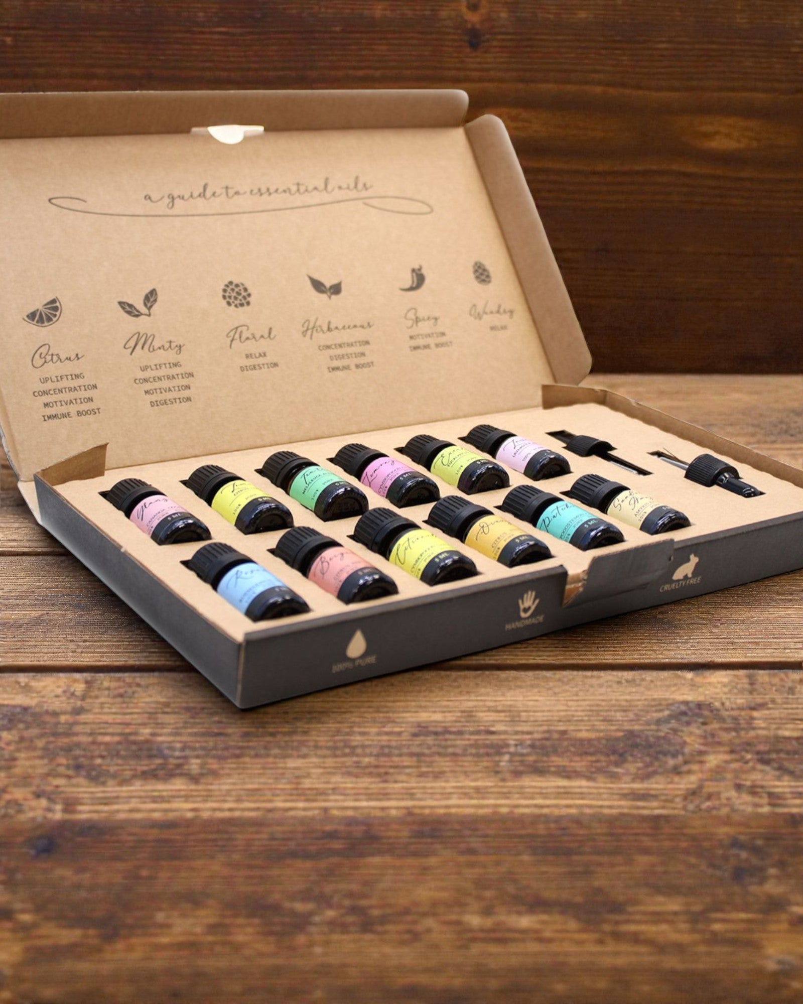 Essência do Mundo – Conjunto Luxuoso dos 12 Óleos Essenciais Mais Populares 5 ml com Conta-gotas