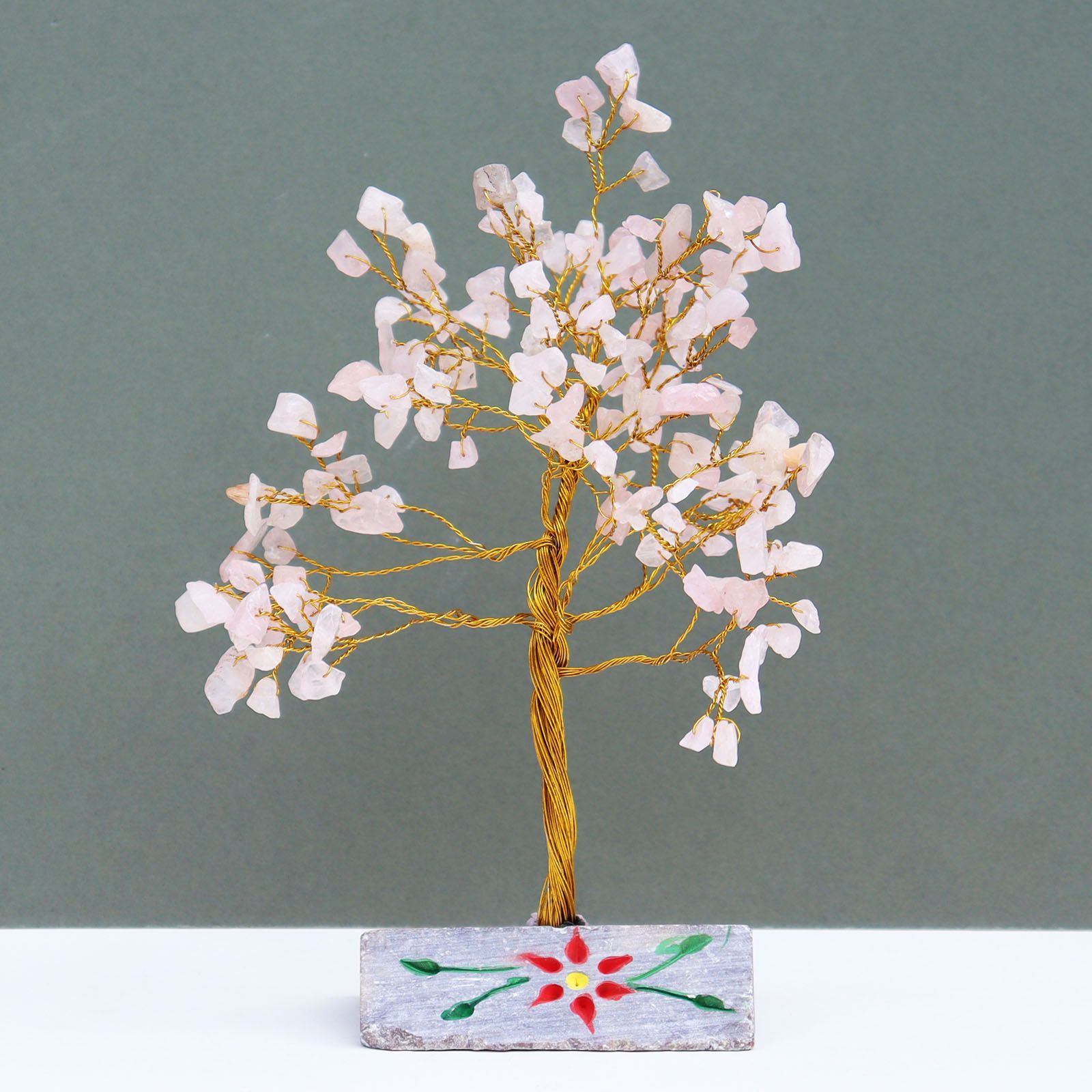 Árvore de Quartzo Rosa com 160 Pedras