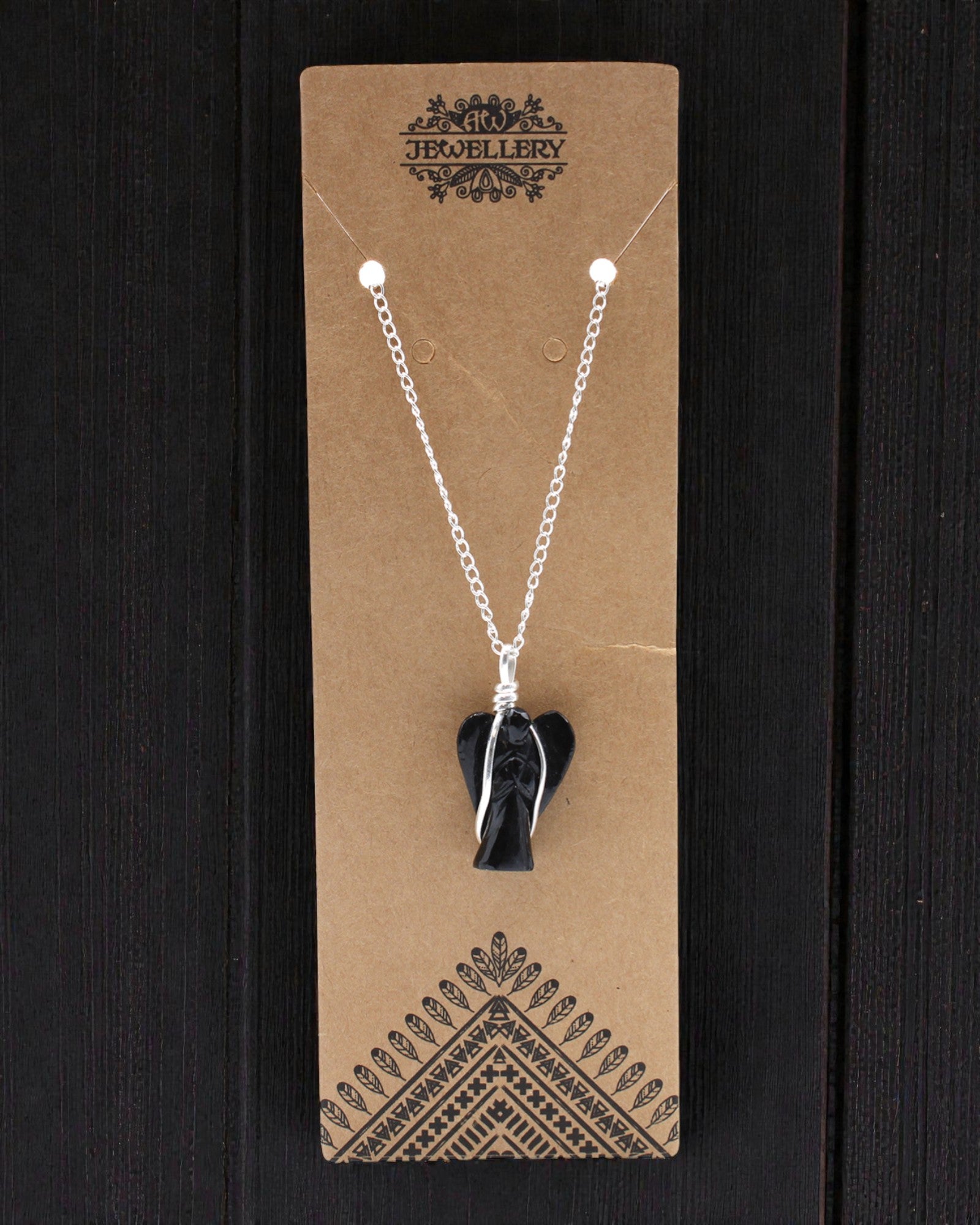 Guardian Noctis – Pendente Anjo da Guarda em Ágata Preta