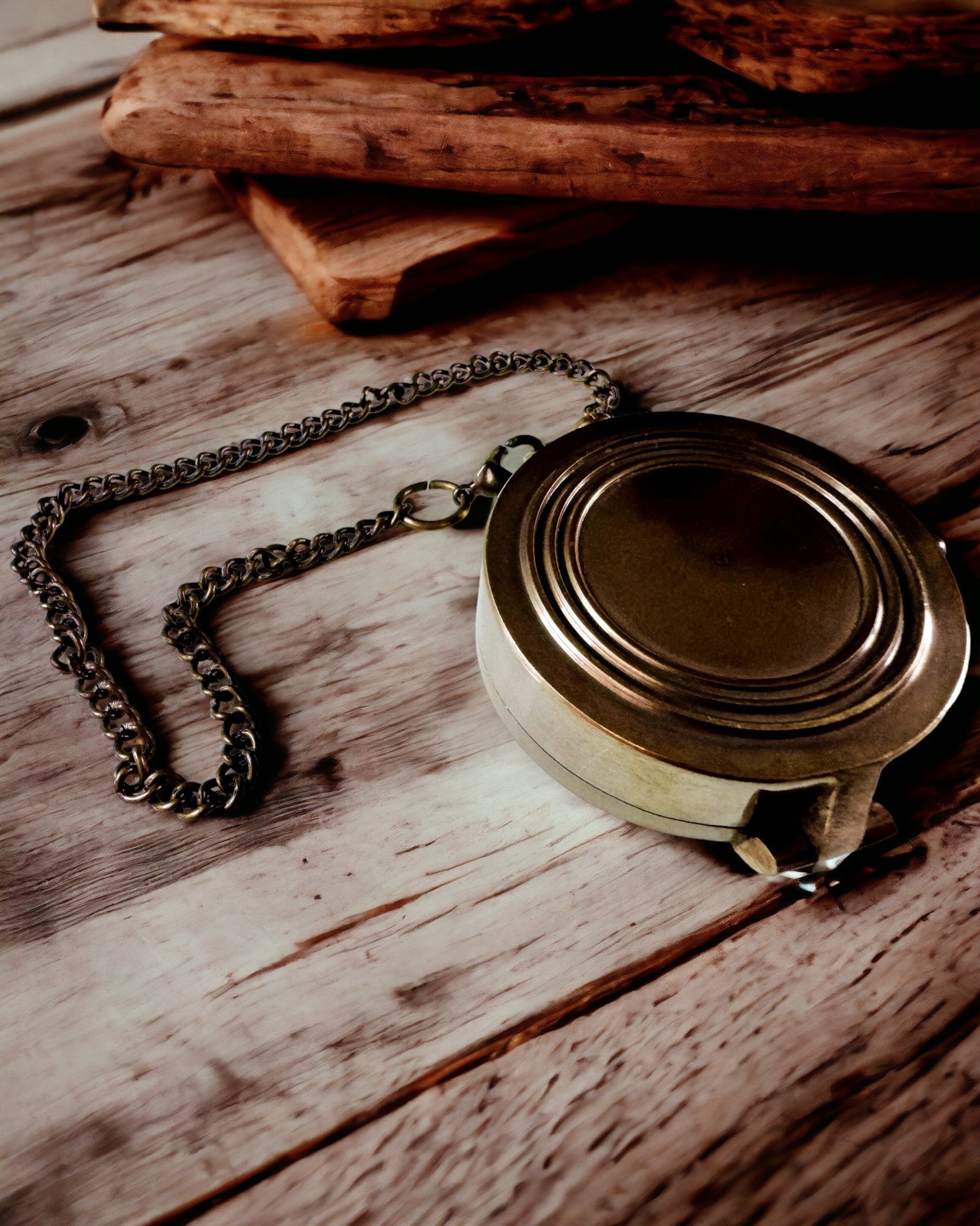 Bússola Odysseus Indiana – Joia Retro do Explorador - possibilidade de gravação