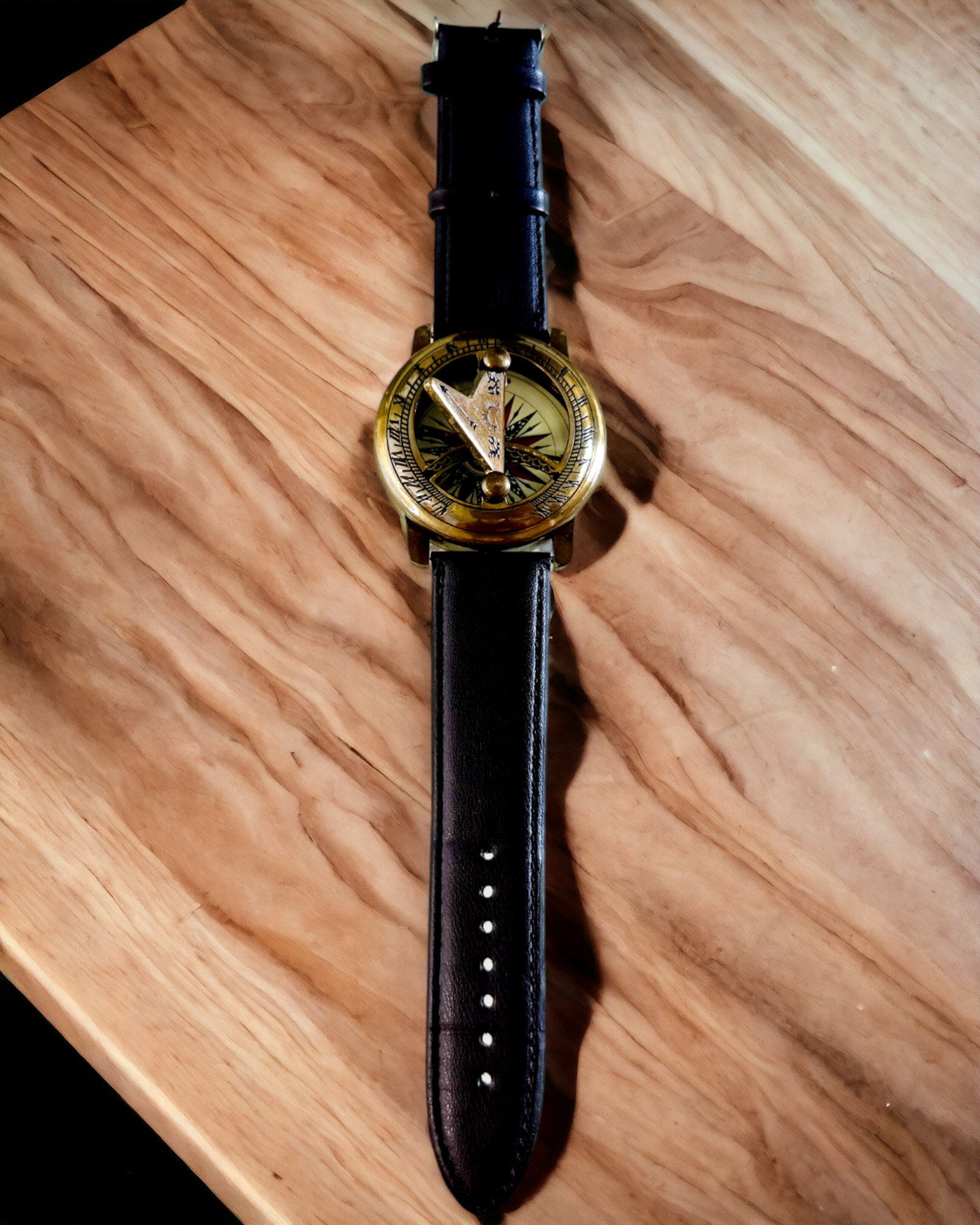 Relógio de Sol com Bússola - Feito à Mão, Artesanato Autêntico, possibilidade de gravação