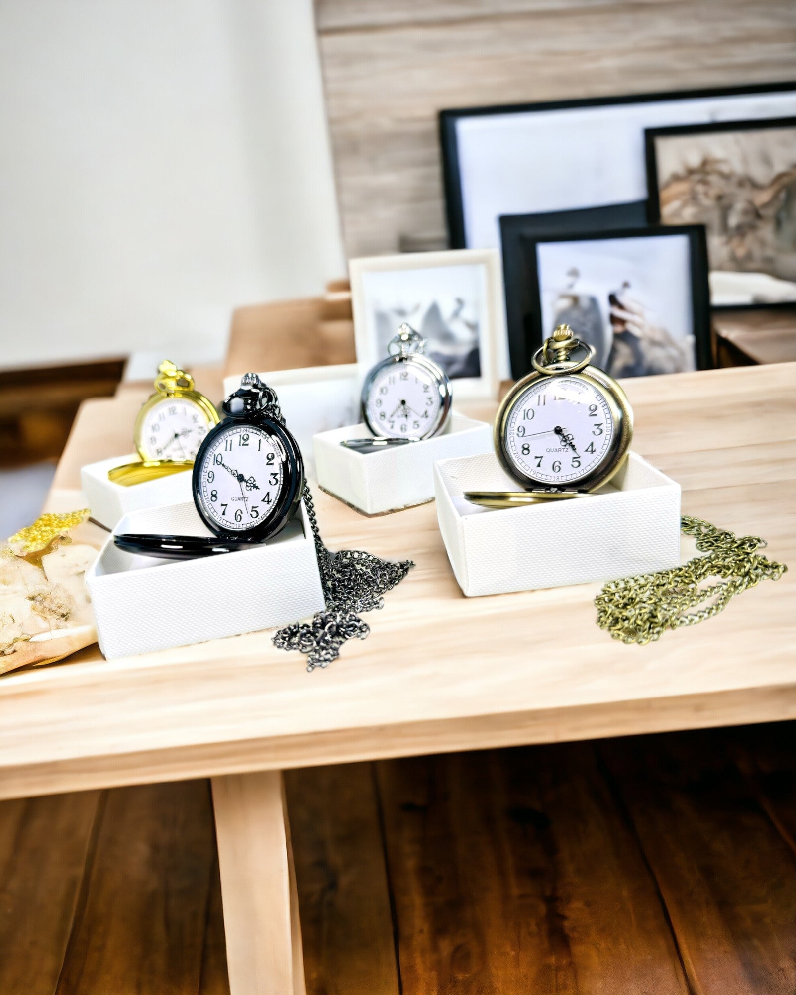 Relógio de bolso vintage personalizável - ouro escovado