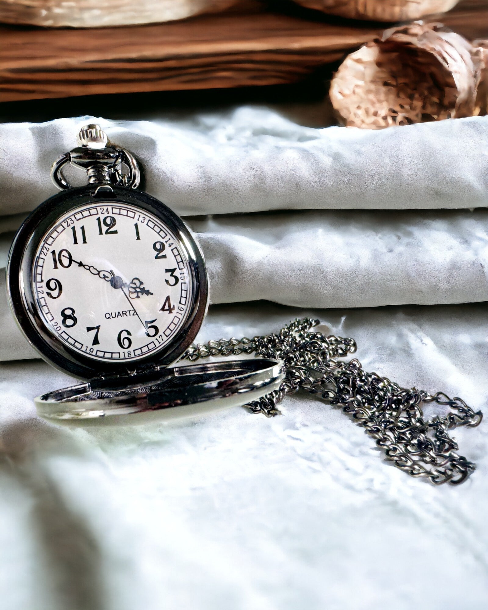 Relógio de Bolso Preto "Klasyczny Elegans" com possibilidade de gravação