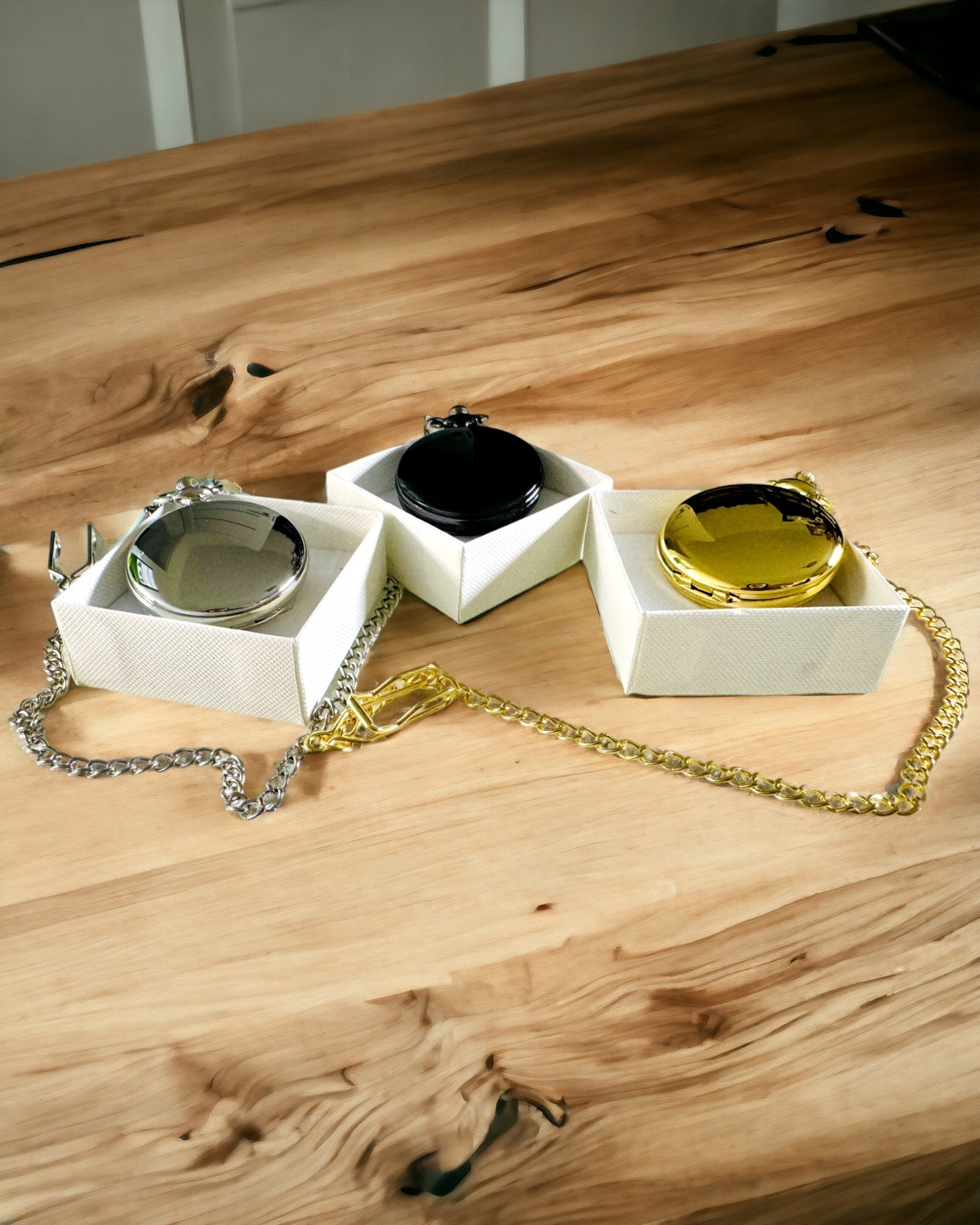 Relógio de bolso preto "Elegancja Czasu" com opção de personalização