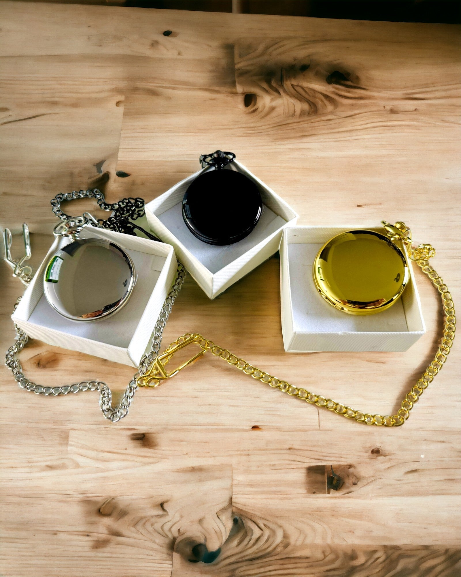 Relógio de bolso preto "Elegancja Czasu" com opção de personalização