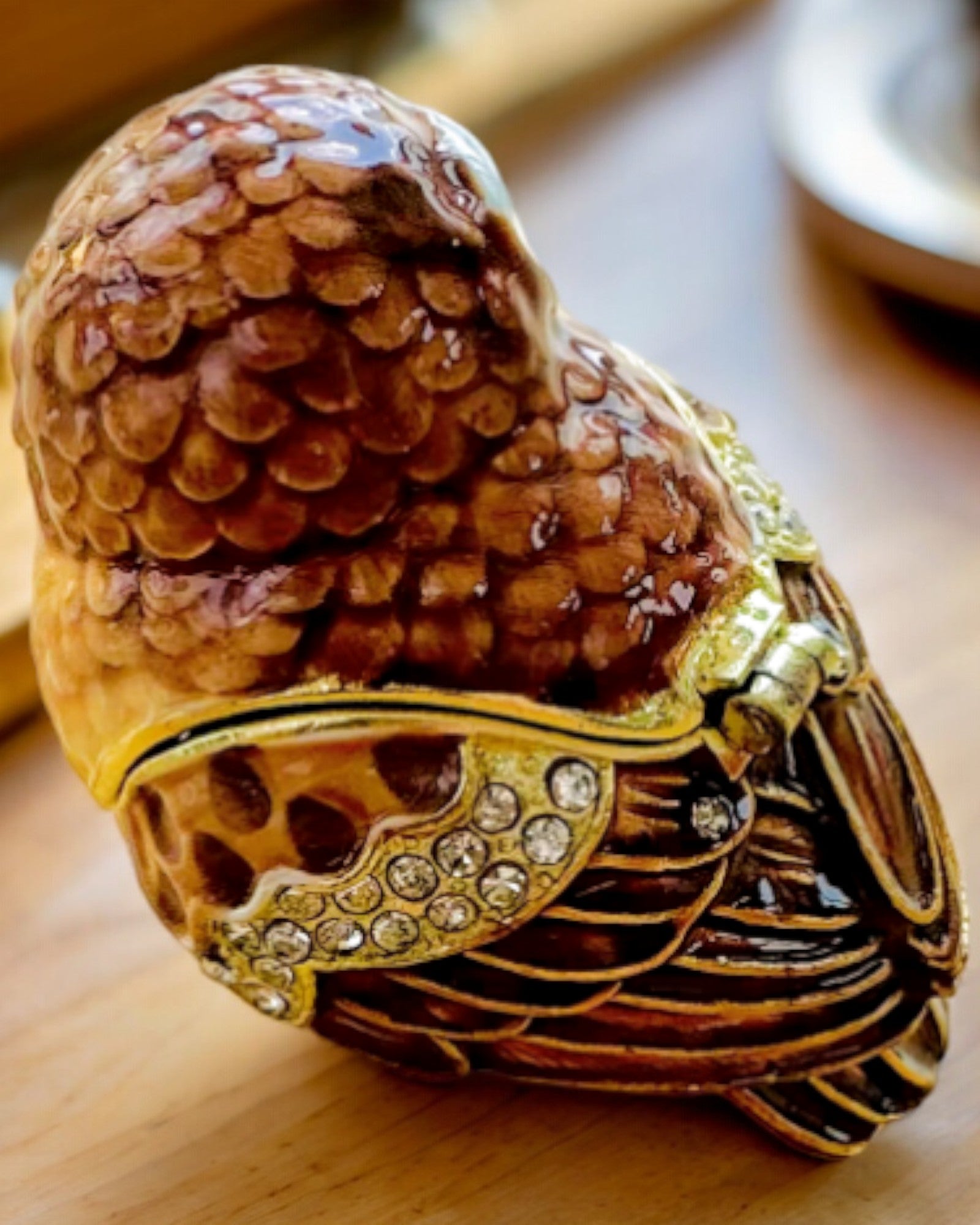 Coruja Encantadora com Cristais - Caixa de Joias com possibilidade de personalização com gravação, presente