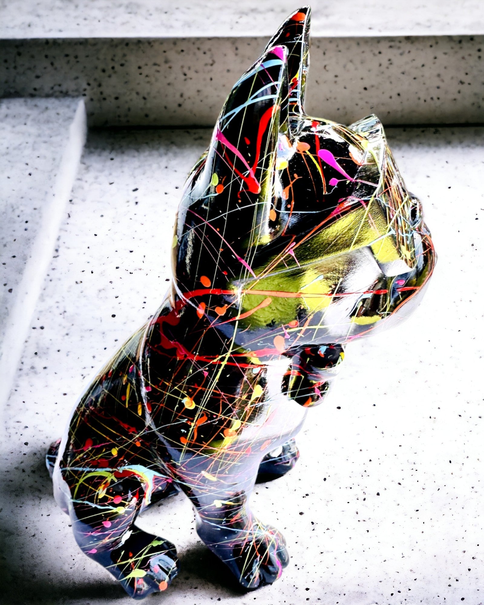Kolorowy Psiak Artystyczny - Bulldog Francês Pintado à Mão, personalização com gravação, ideal para presente