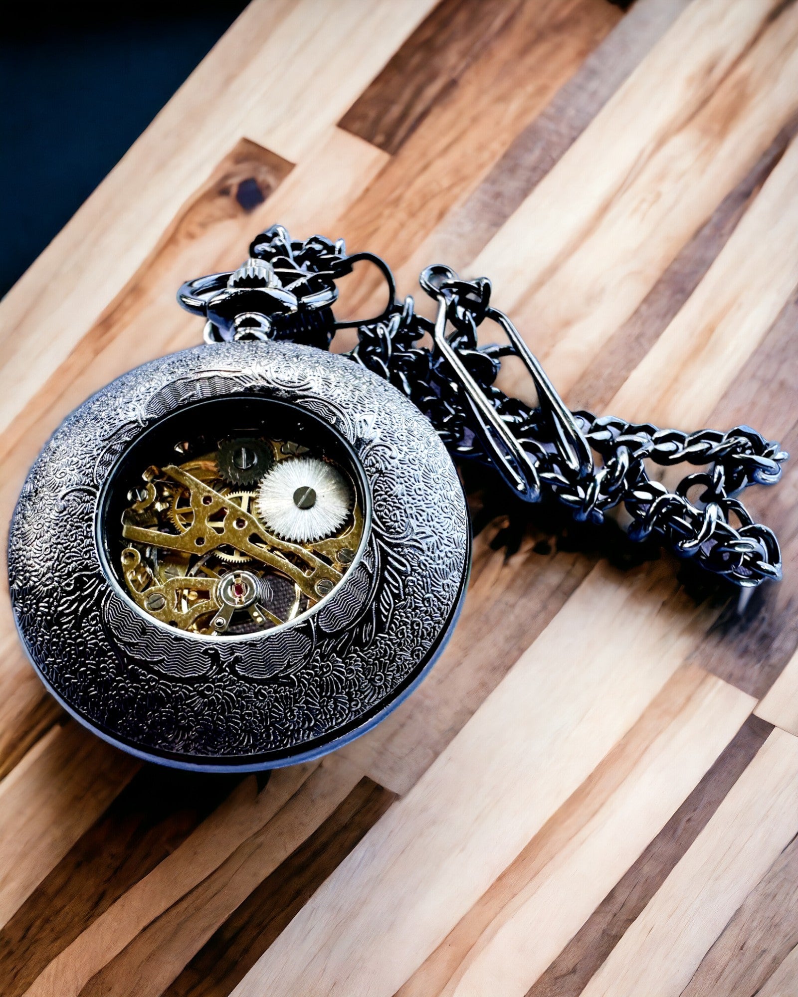 Relógio de Bolso "Eterna Elegancja", presente personalizado, gravação. Cor preta