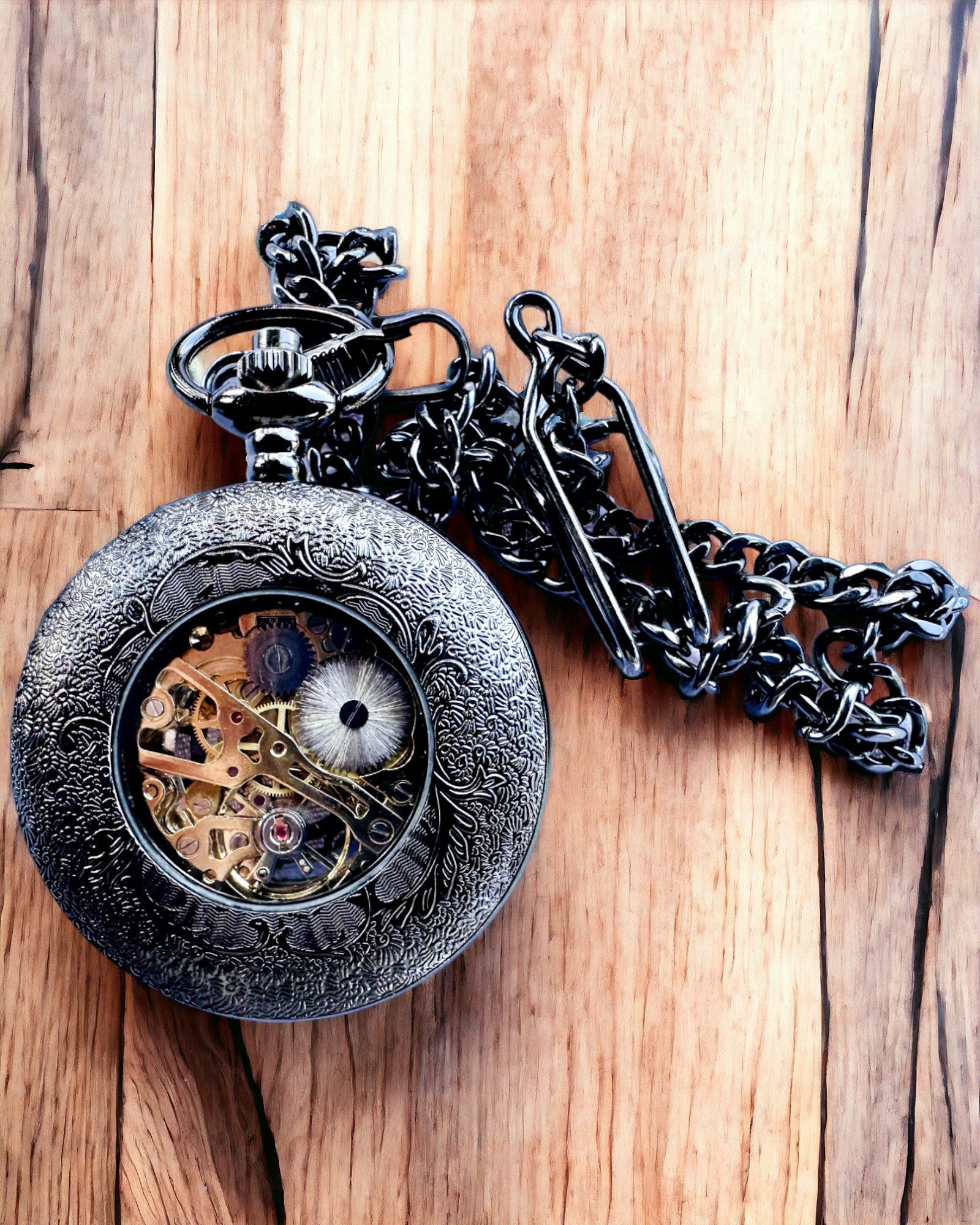 Relógio de Bolso "Eterna Elegancja", presente personalizado, gravação. Cor preta