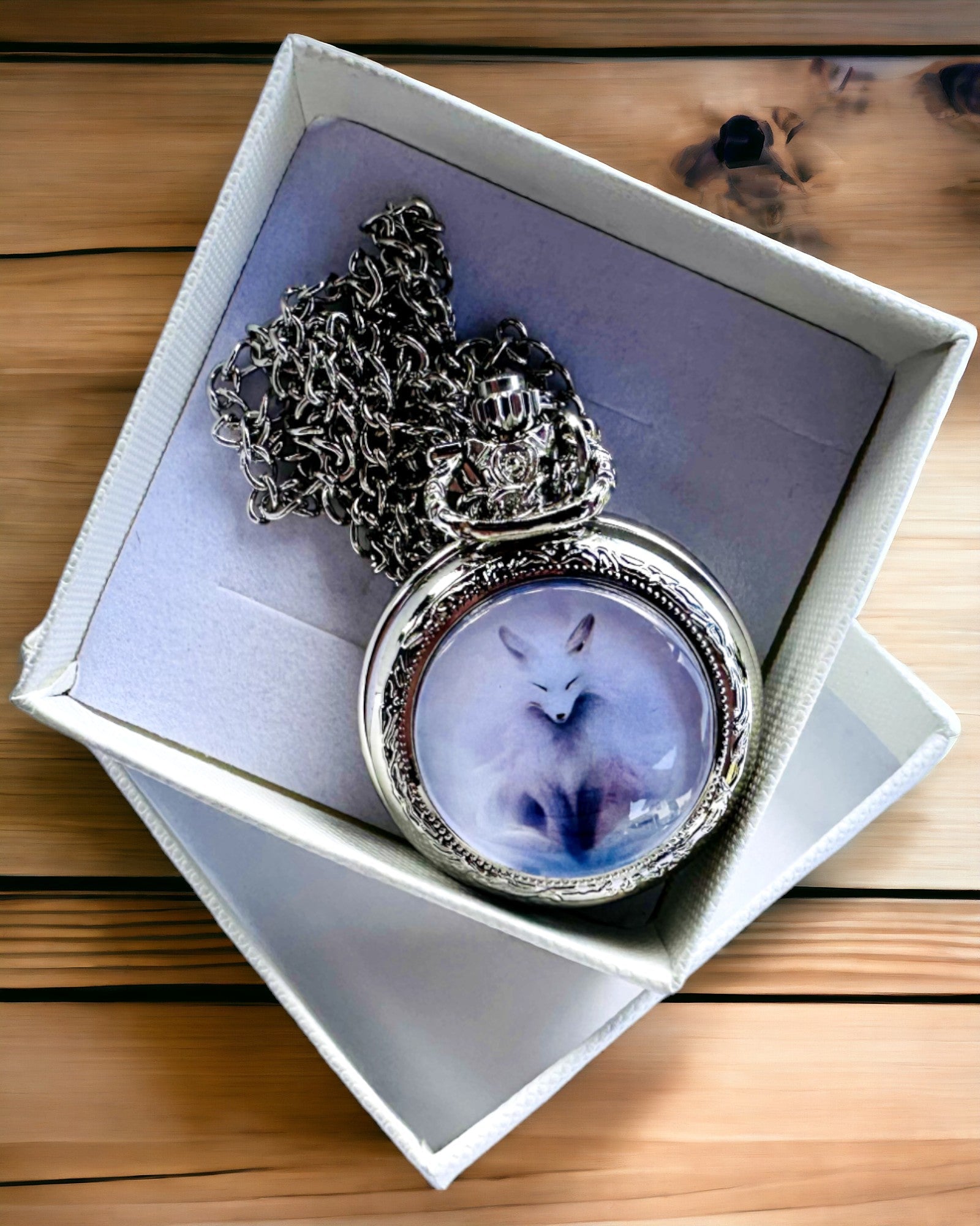 Relógio de Bolso "Raposa Mística" com Possibilidade de Gravação