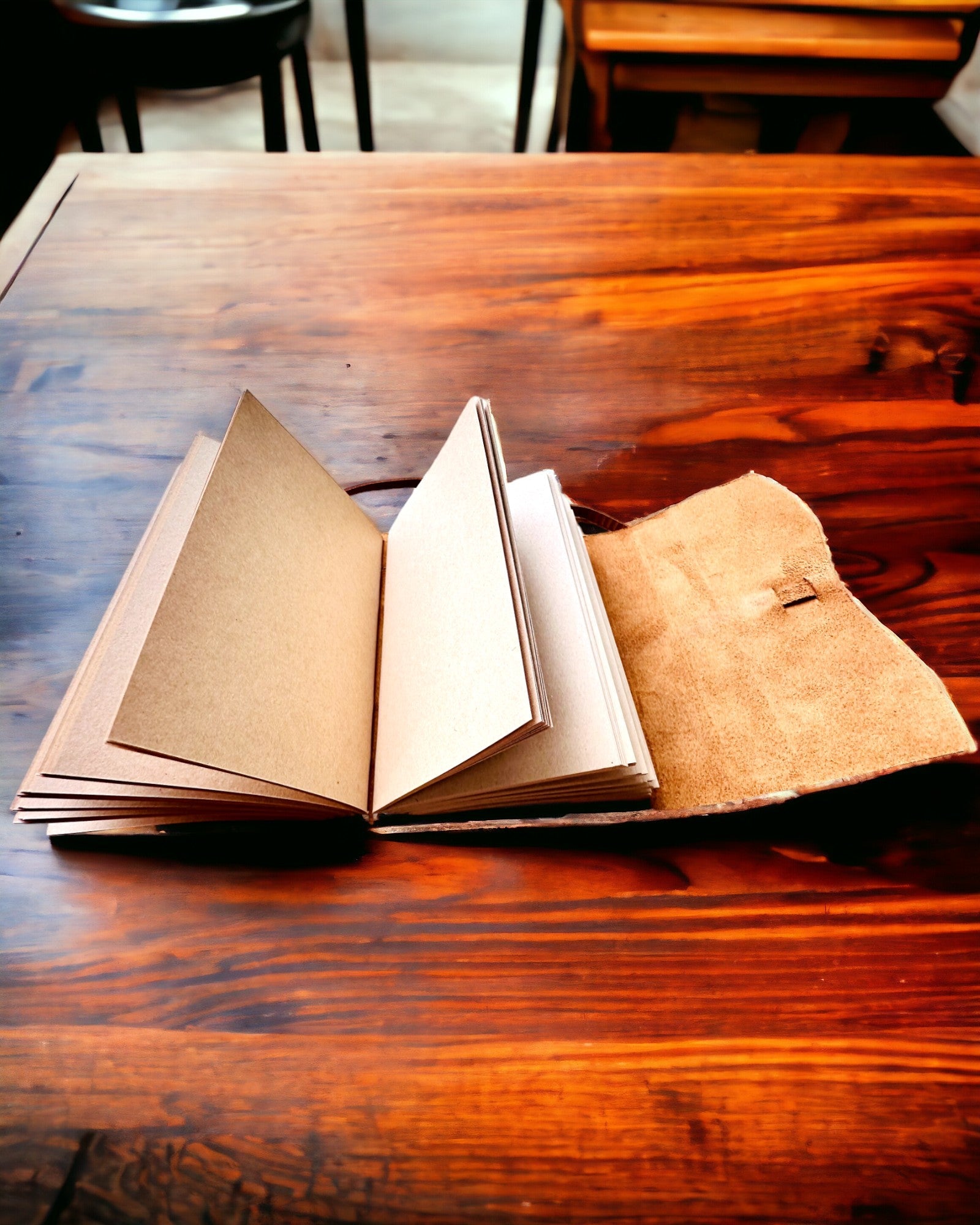 Notatnik Premium "RetroNotes" – Caderno Elegante de Pele Verdadeira - 200 páginas, 120g, caderno, bloco de desenho, cor castanha, personalização com gravação