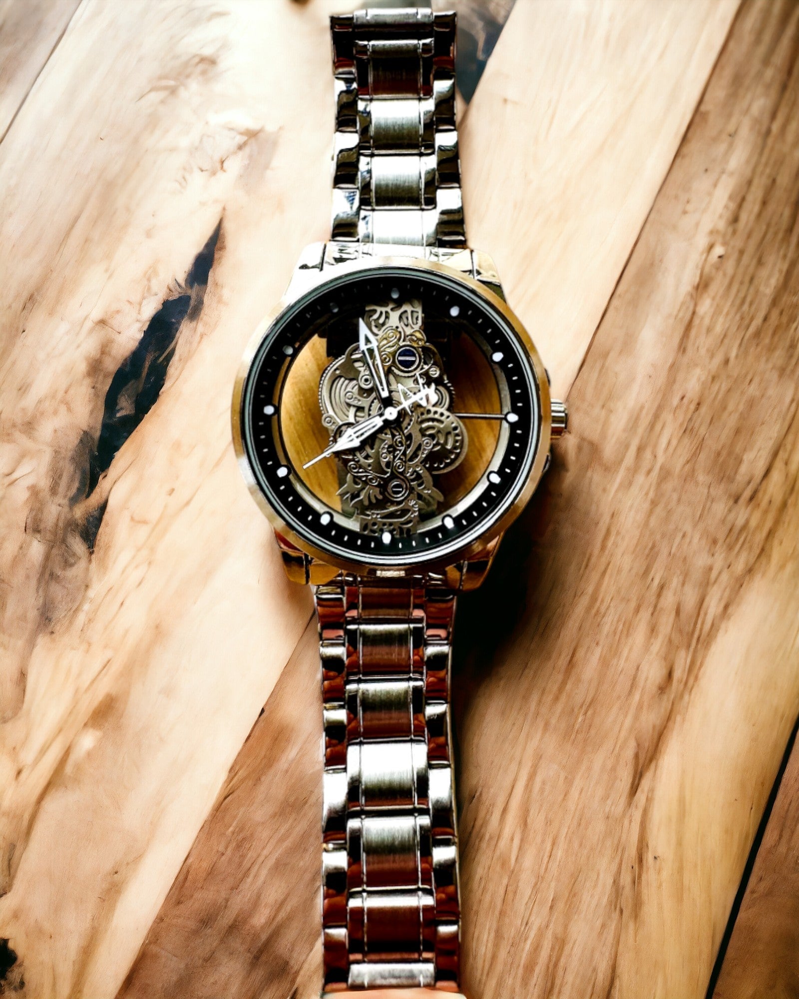 Relógio masculino elegante KIMSDUN Prestige Mecanismo Transparente e Elegância Desportiva, possibilidade de personalização com gravação