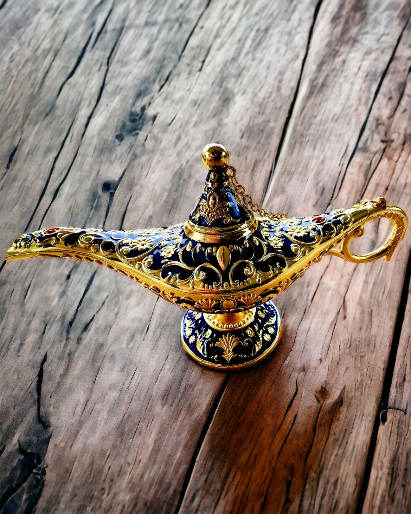 Lâmpada Mágica de Aladino com Opção de Gravação - Variante Azul Escuro entrelaçado com dourado