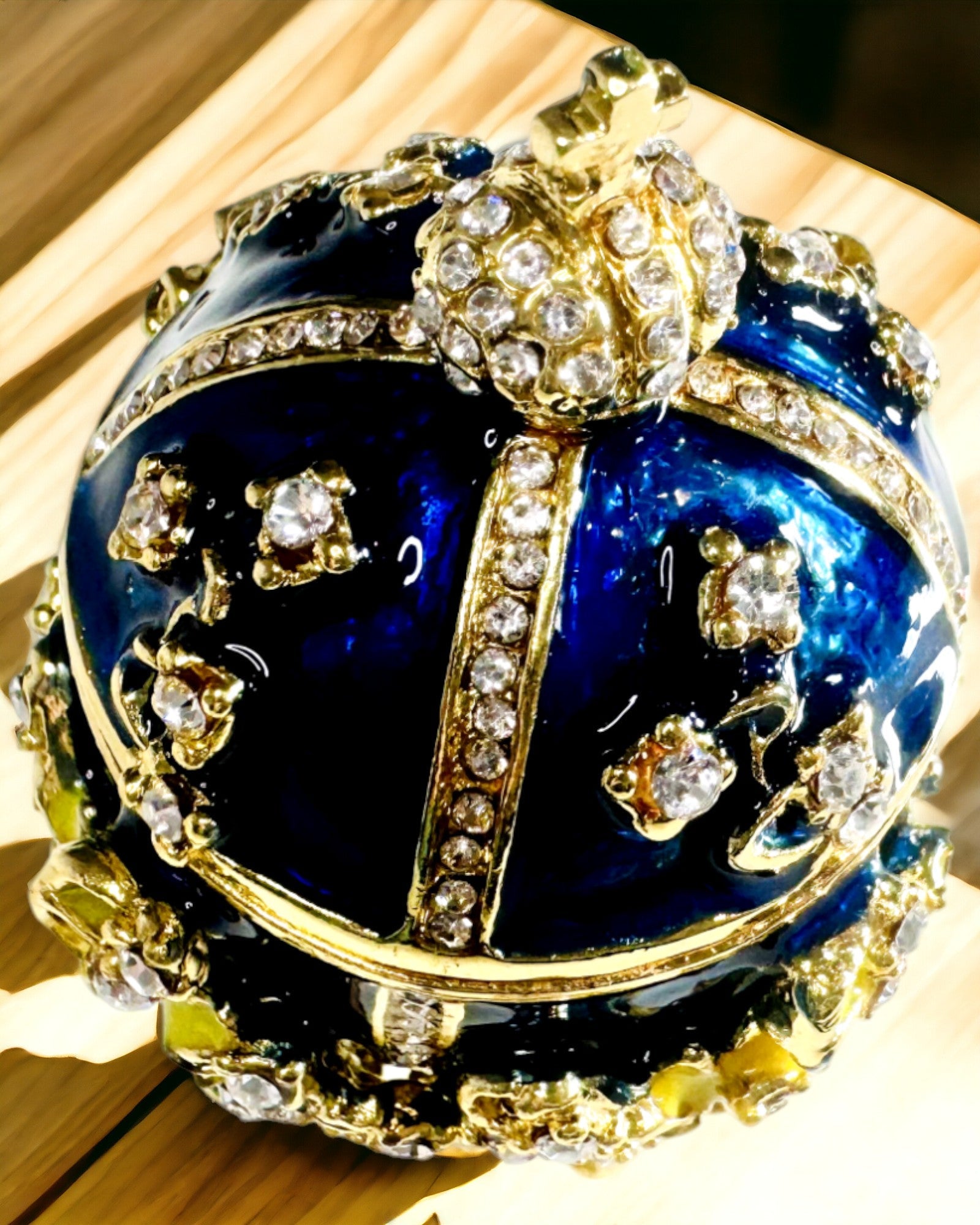 Caixa de Joias 'Ovo Imperial' Fabergé – Estilo Vintage, Recipiente Decorativo para Acessórios