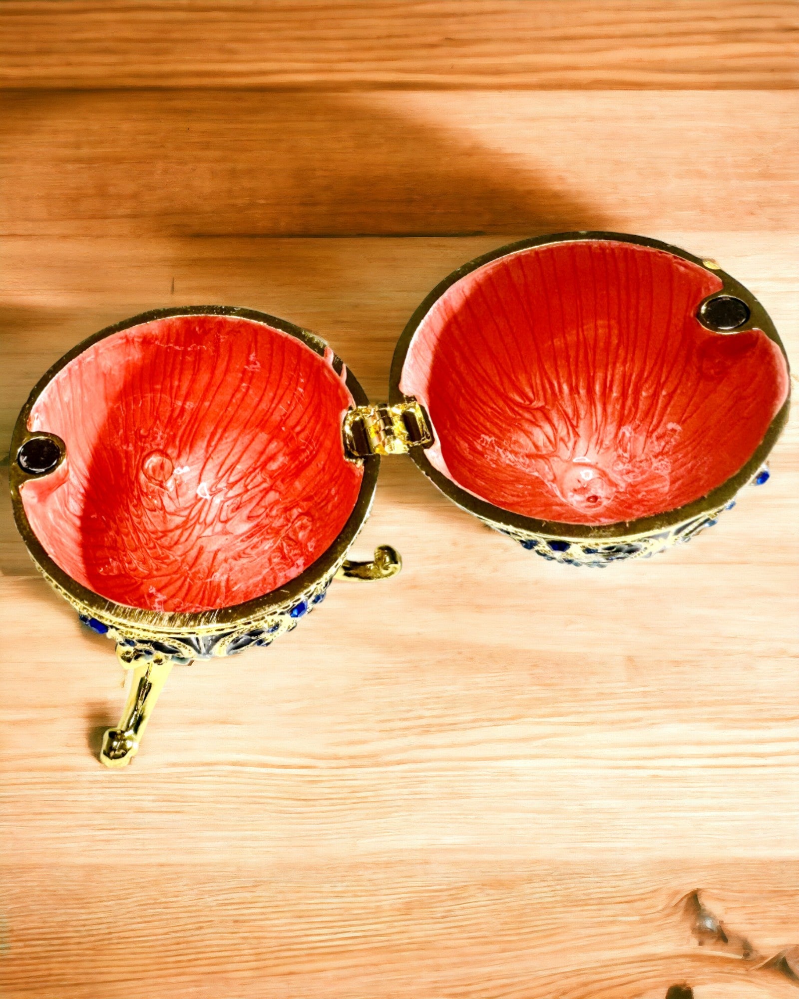 Ovo Fabergé Exclusivo - cor azul escuro – Caixa Decorativa para Joias em Esmalte