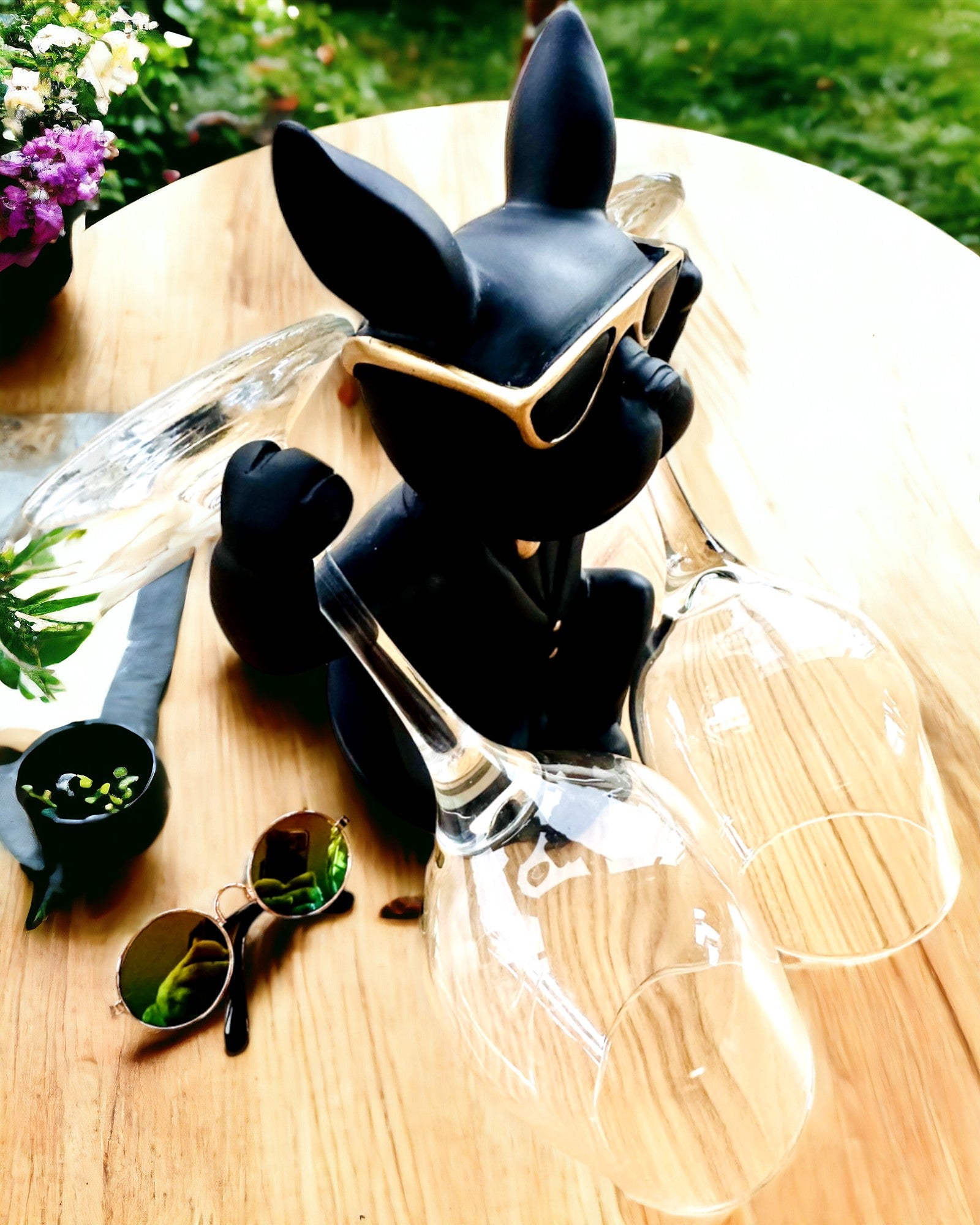 Figura Bulldog Elegance - Suporte exclusivo para copos, possibilidade de personalização com gravação