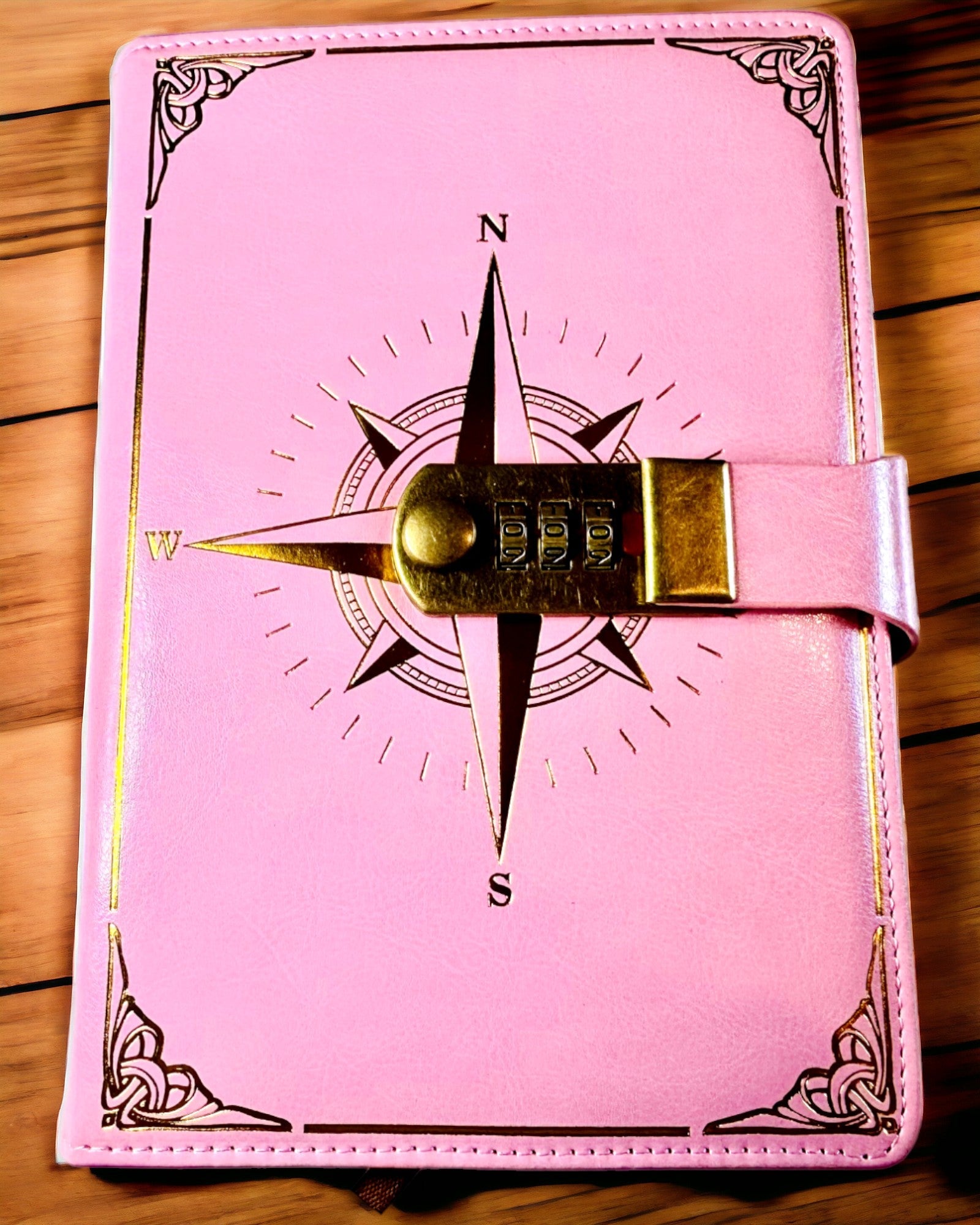 Notatnik Premium com Fecho de Código A5 - Estilo Vintage com Bússola, Design Japonês, Artigos de Papelaria para Estudantes e Negócios. Personalização com gravação