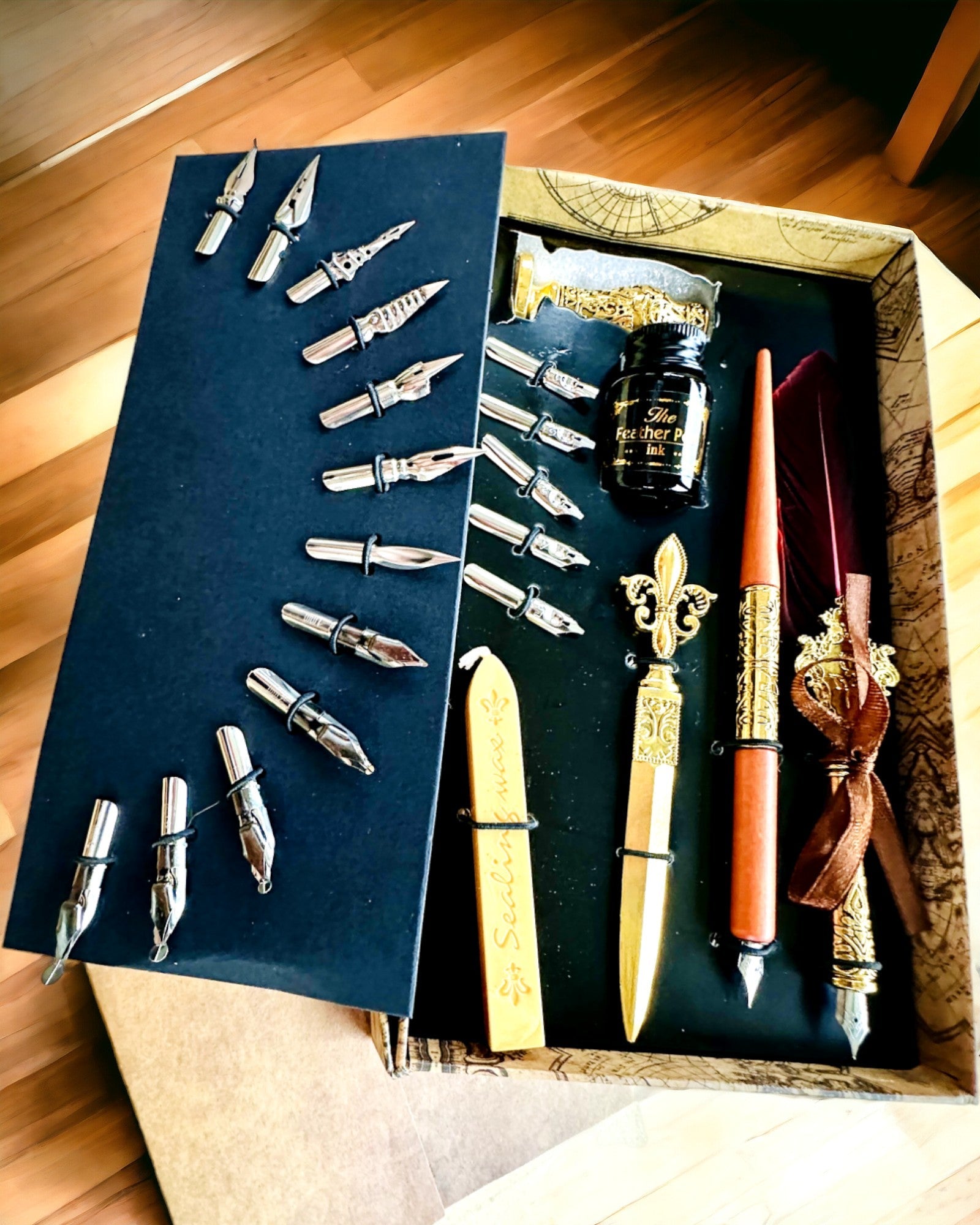 Conjunto Exclusivo de Caligrafia, caneta de imersão e conjunto de tintas, personalização com gravação