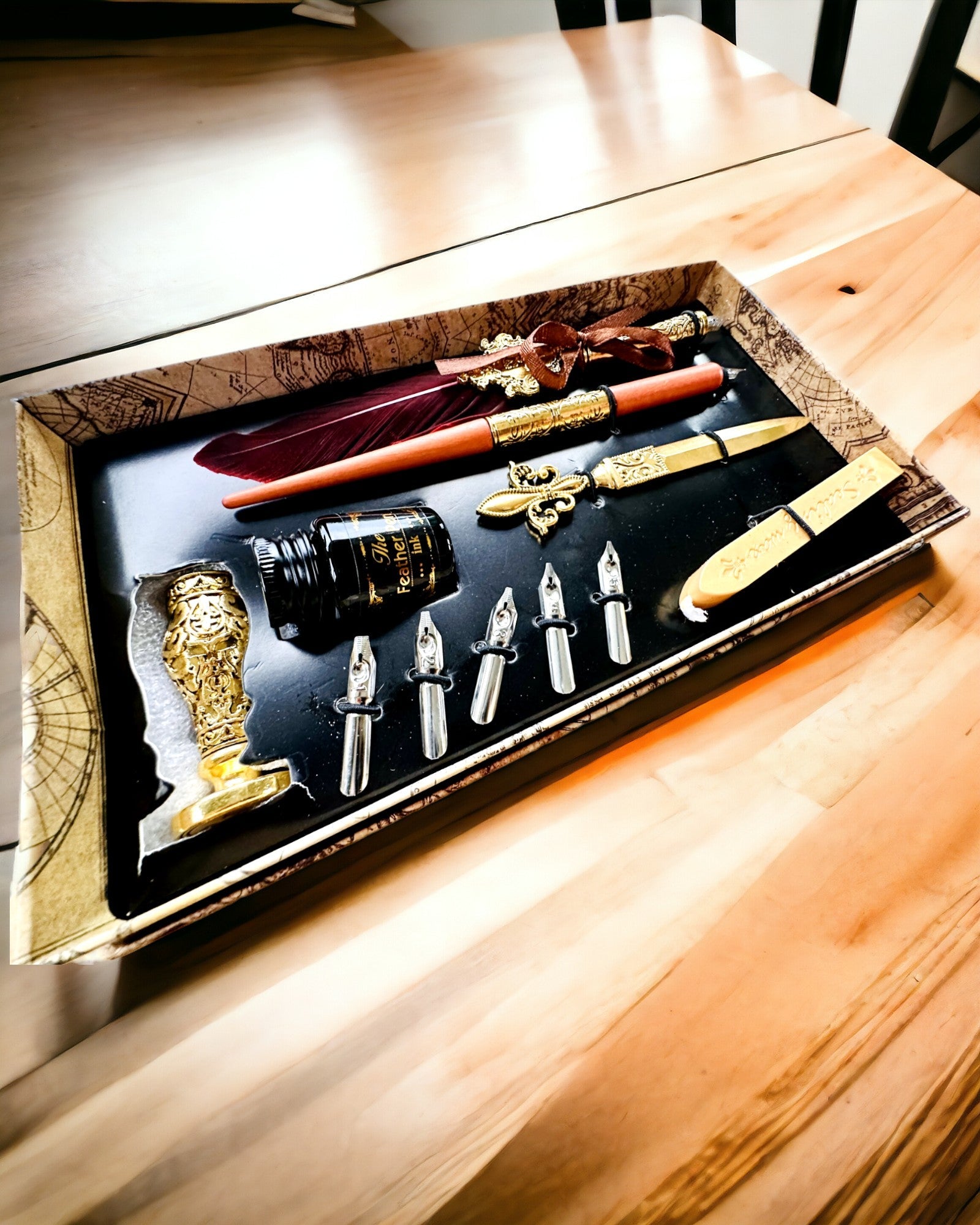 Conjunto Exclusivo de Caligrafia, caneta de imersão e conjunto de tintas, personalização com gravação