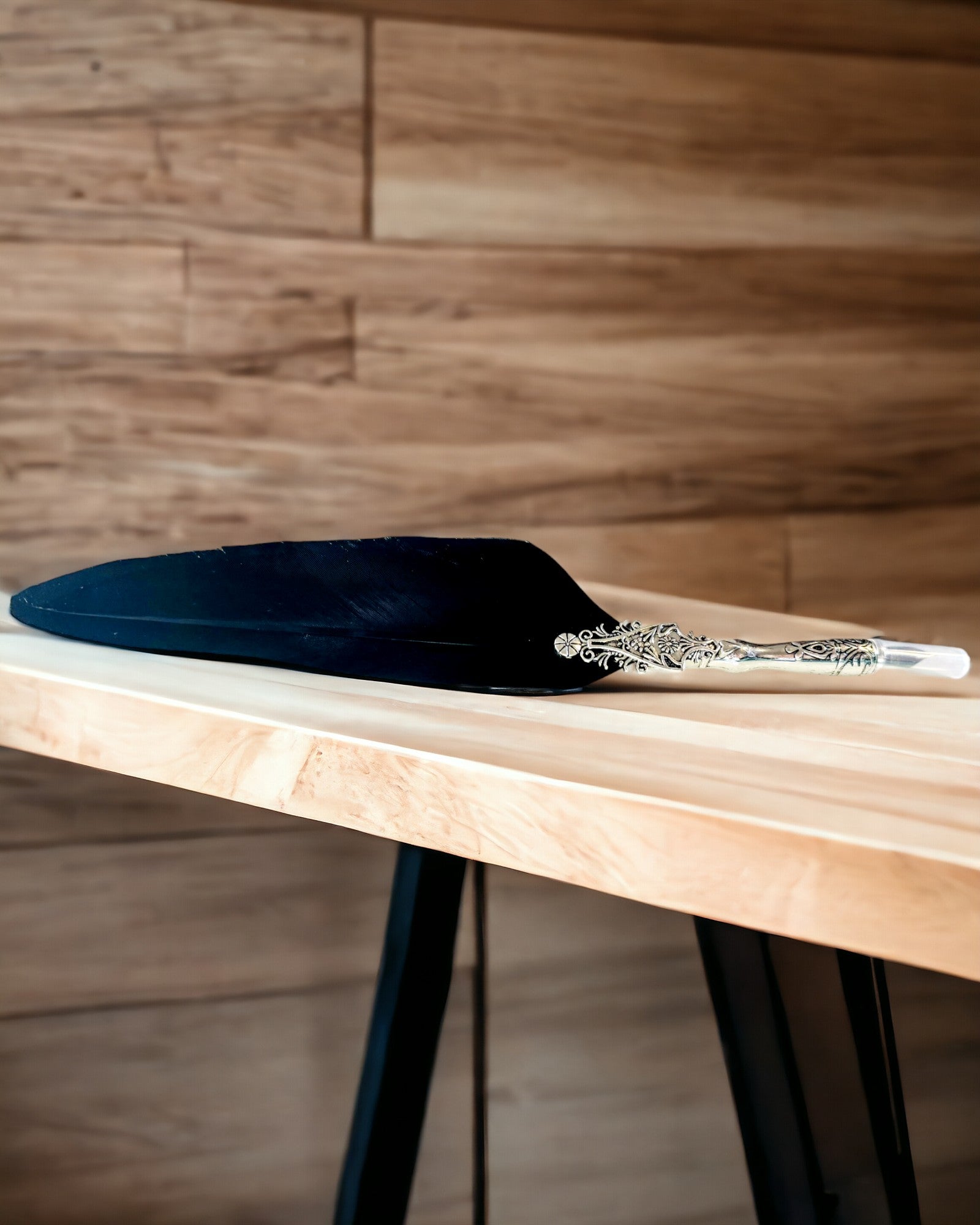 Caneta de Caligrafia Vintage com Pena de Ganso Natural – Presente Ideal para o Dia da Mãe ou do Professor. Gravura