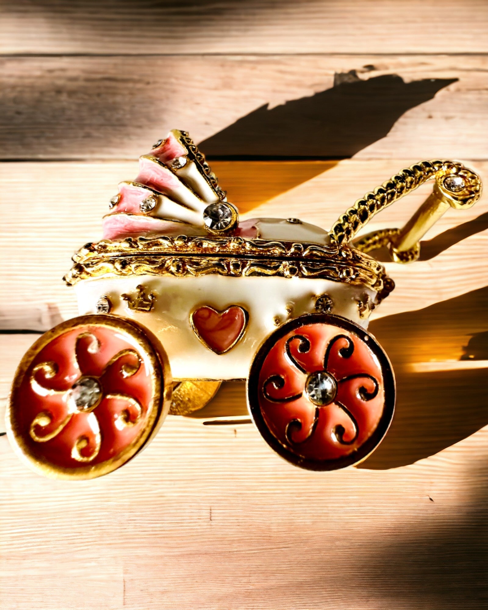 Pequeno Carrinho de Contos de Fadas para joias, tesouros - Elegância Real, personalização com gravação