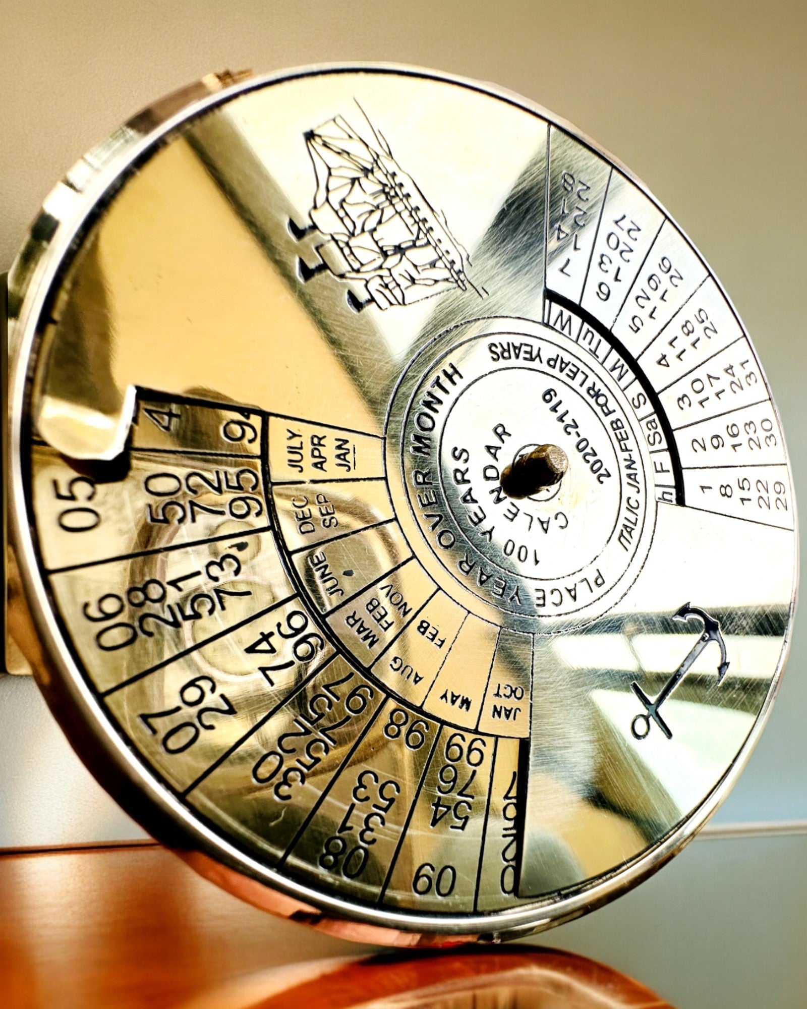 Calendário da Eternidade Vela Marinha – Calendário de 100 Anos em Latão - possível gravação para presente