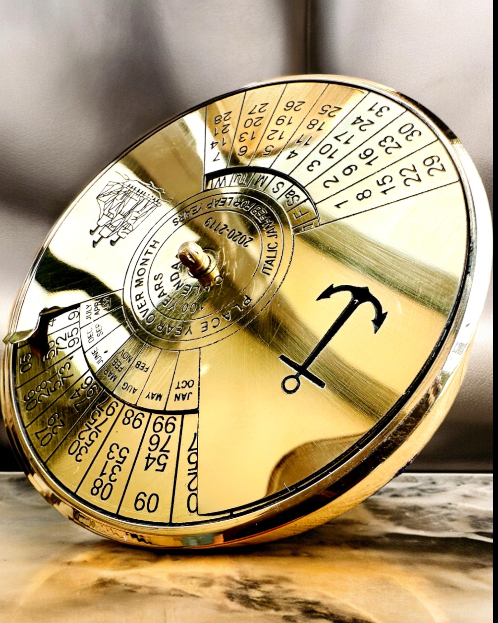 Calendário da Eternidade Vela Marinha – Calendário de 100 Anos em Latão - possível gravação para presente