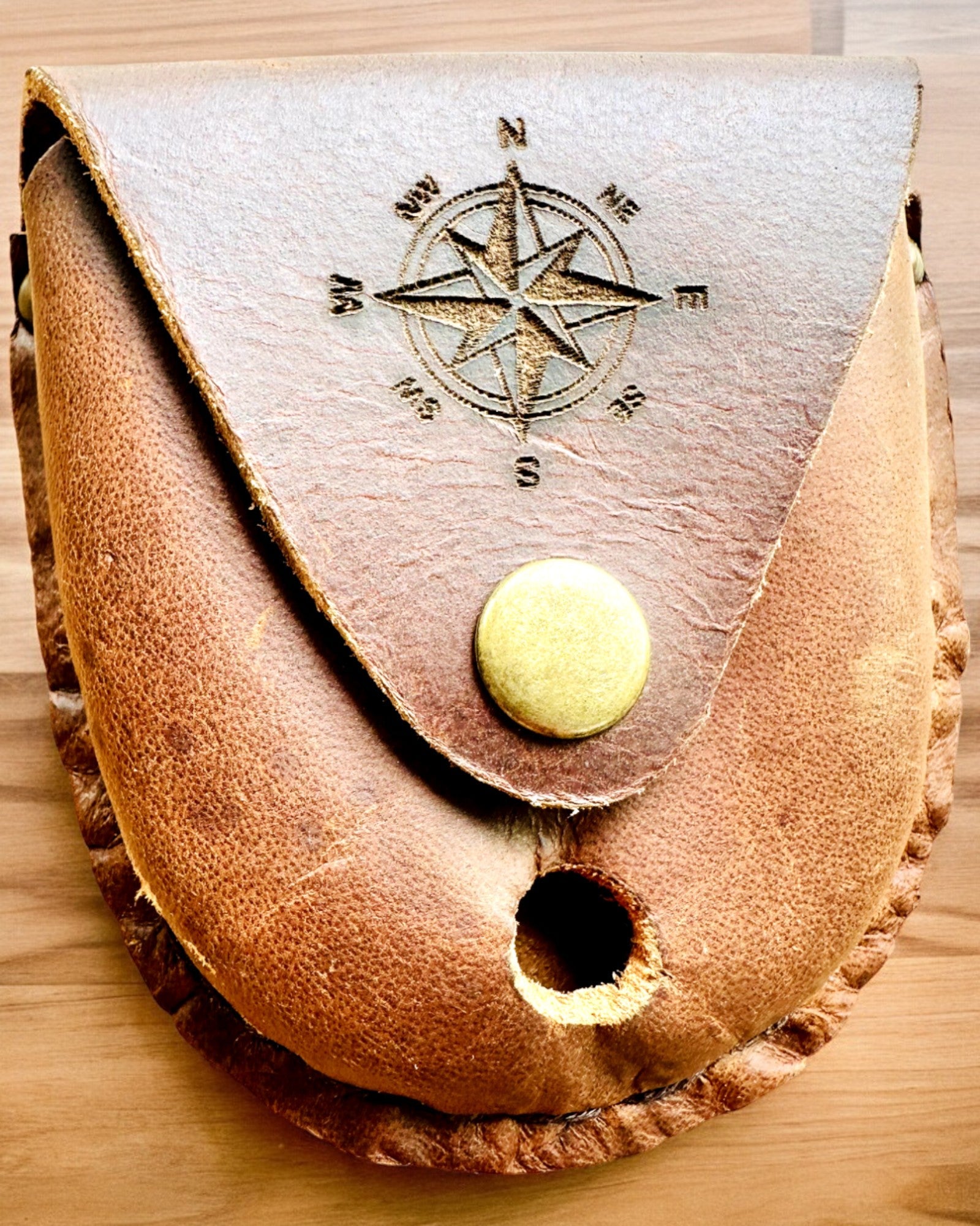 Estojo de Couro "Odkrywca" - para bússola compacta ou relógio de bolso - possibilidade de personalização com gravação