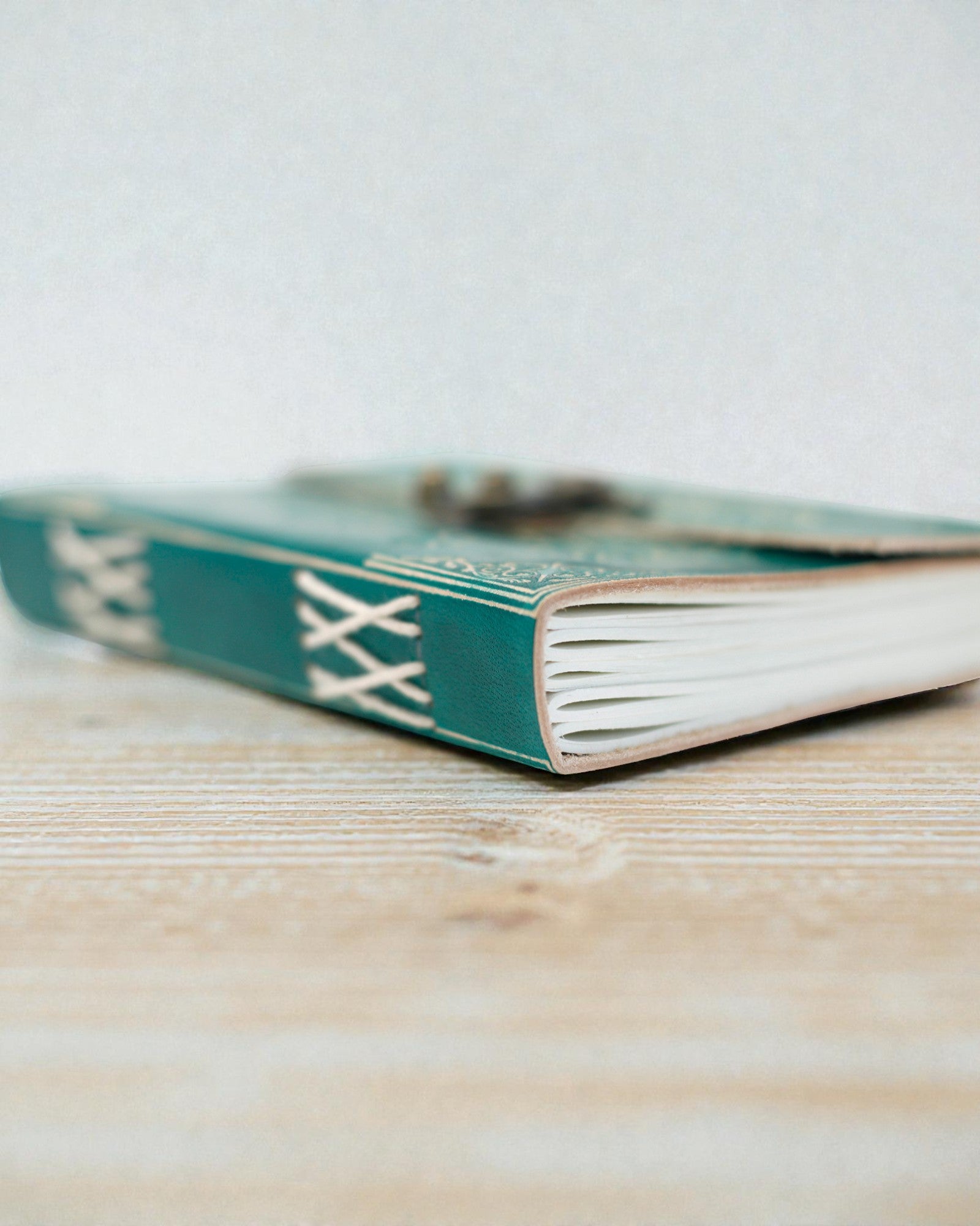 Caderno de notas em couro Green Peace com fecho (18x13 cm)