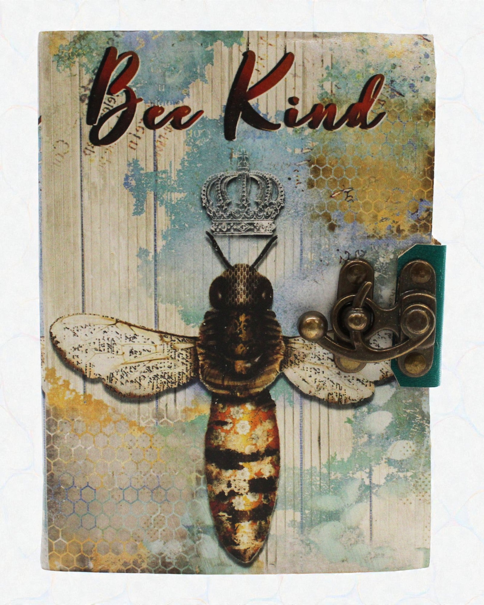 Caderno de notas Bee Kind em couro, com bordo recortado (17,8x12,7 cm)