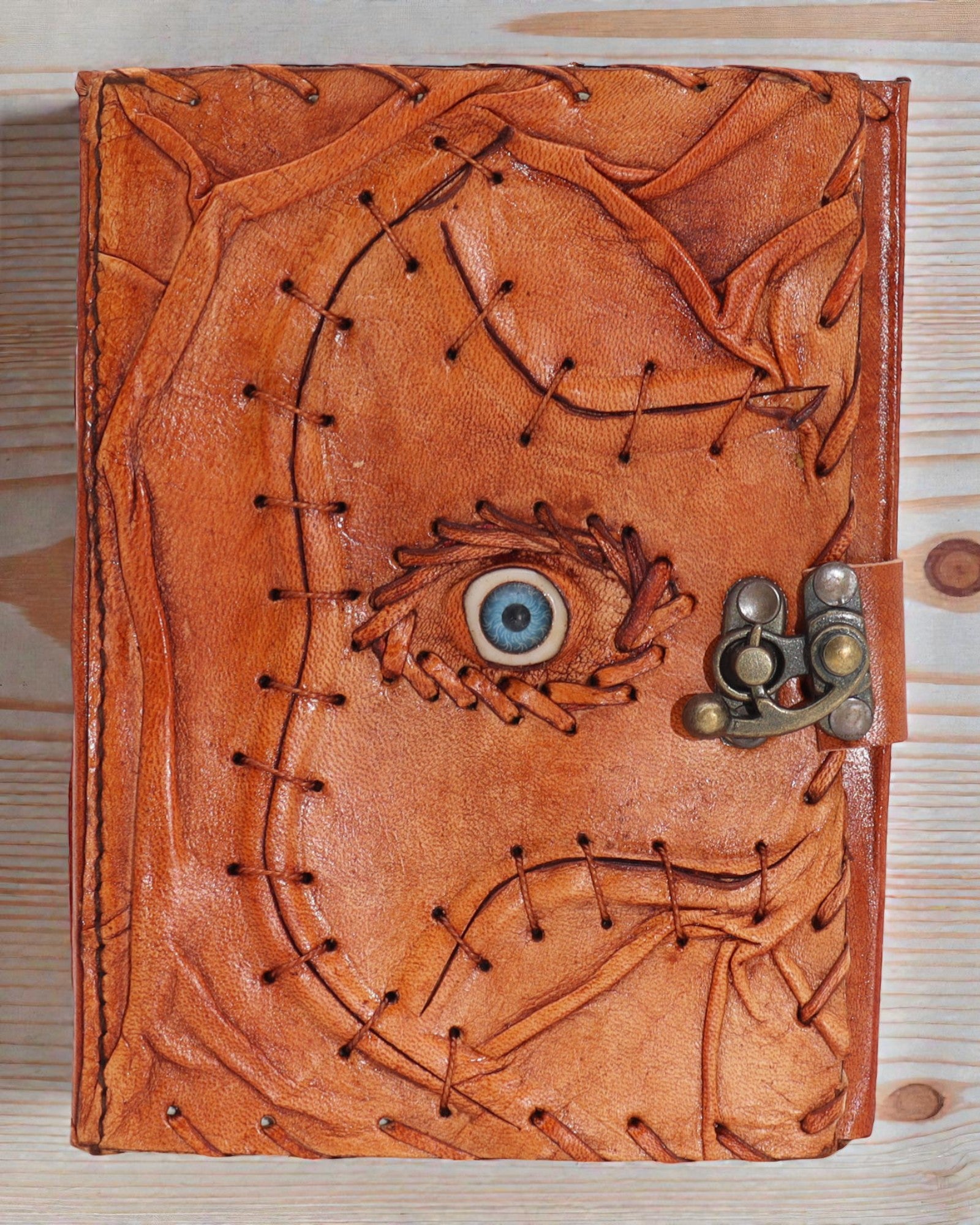 Notas em castanho-claro/bege - Decoração Olho Grego - 160 bordos recortados stron - 17x12.5cm