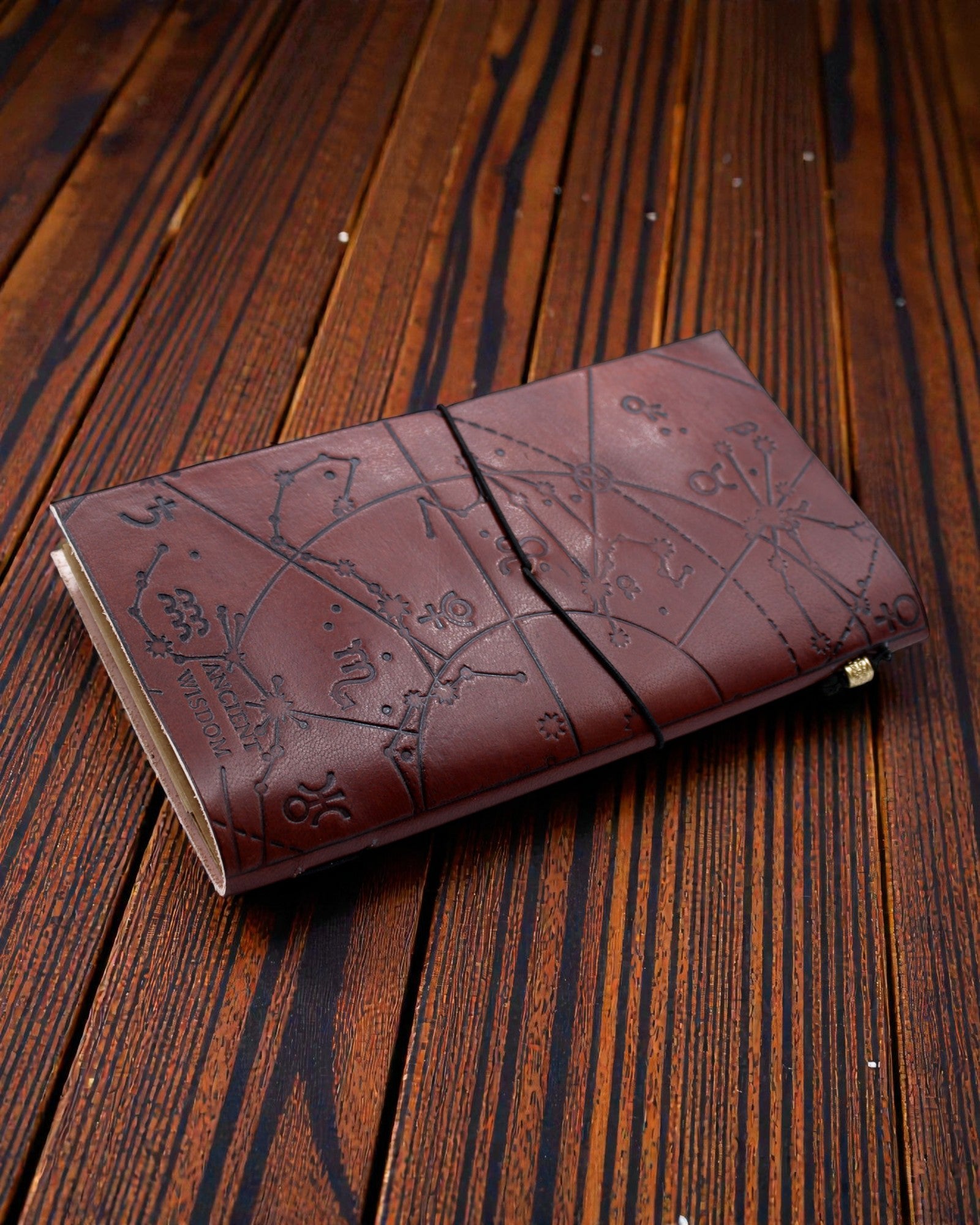 O meu diário de lista de desejos – caderno de notas em pele feito à mão, castanho, 22 × 12 × 1,5 cm, 80 páginas