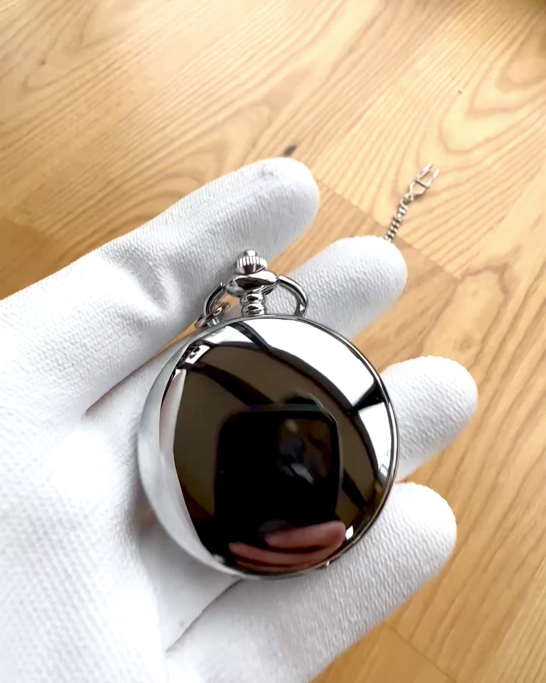 Relógio de Bolso Mecânico Clássico com Tampa Dupla, Manual, Cor Prata