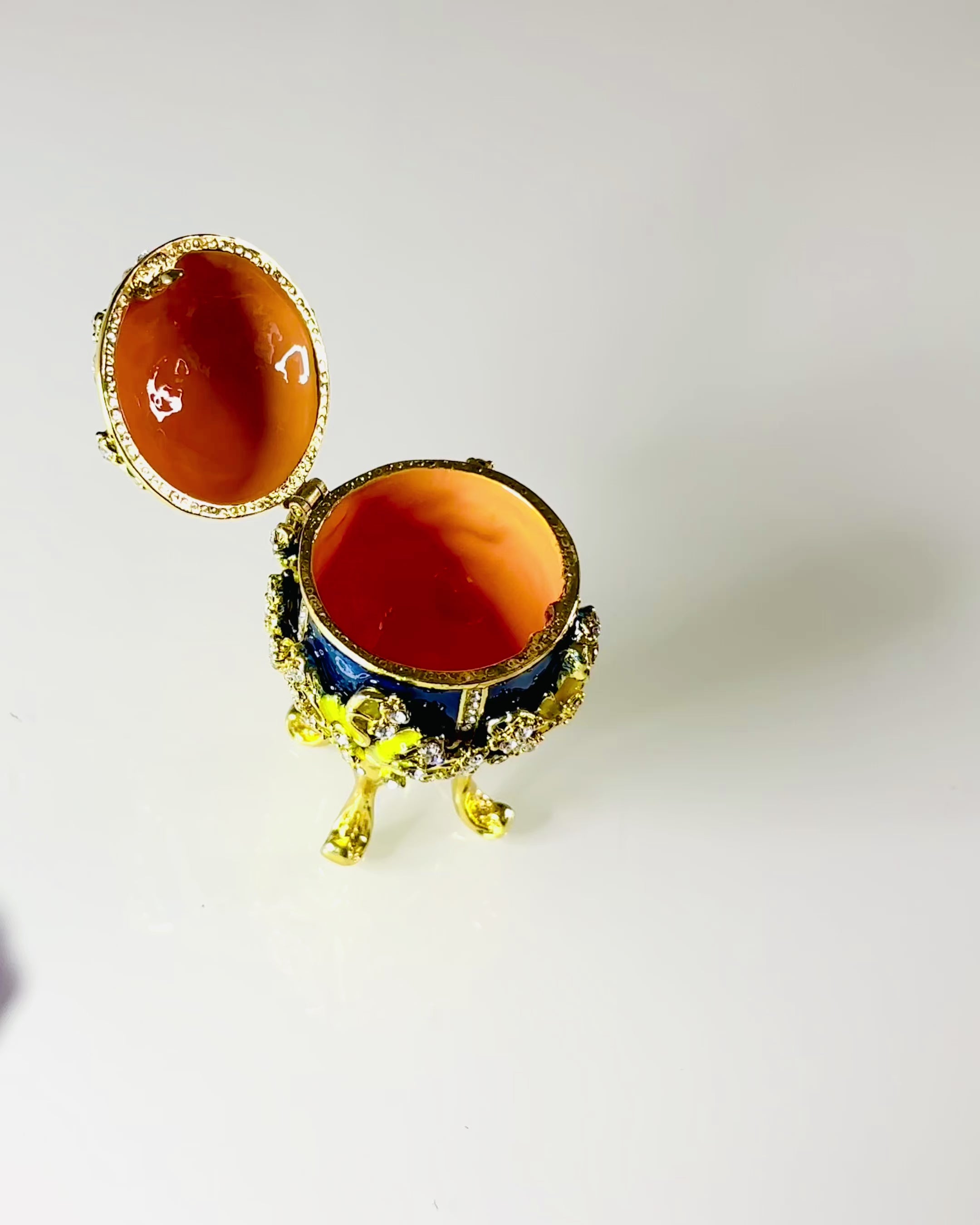 Caixa de Joias 'Ovo Imperial' Fabergé – Estilo Vintage, Recipiente Decorativo para Acessórios