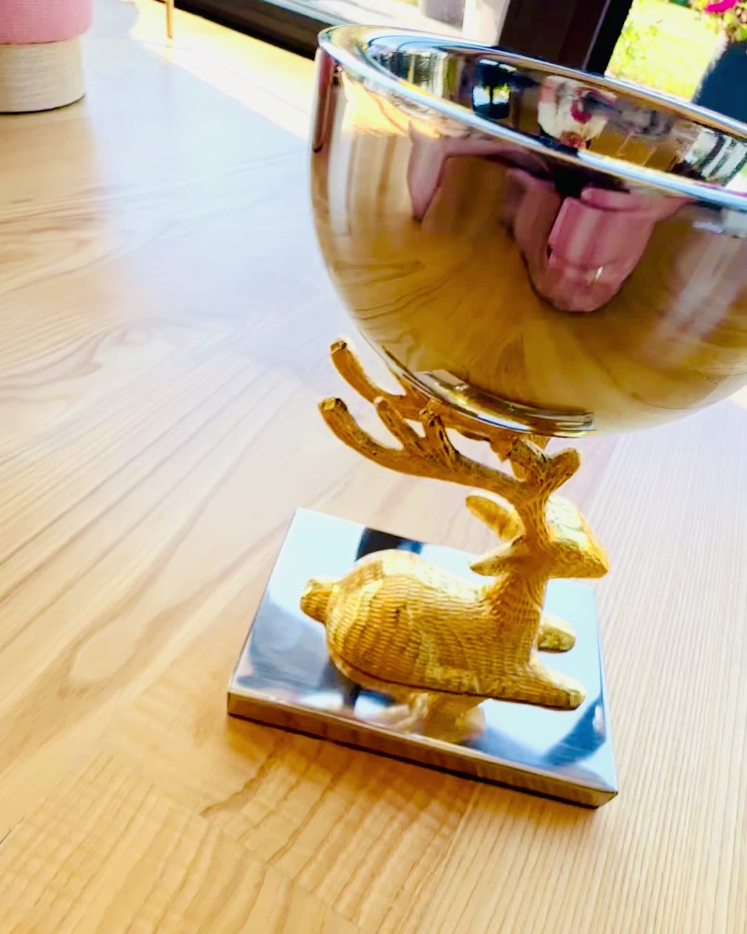 Taça decorativa Troféu de Veado – Artesanato da Índia, personalização com gravação