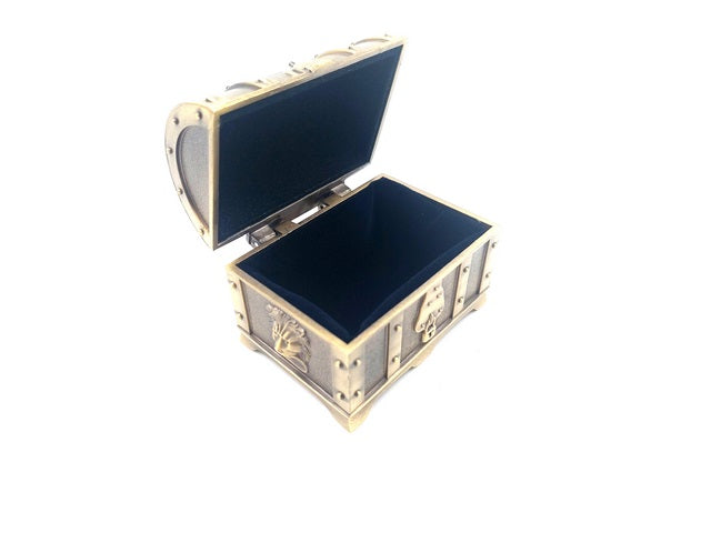 Baú do Tesouro Metálico Retro com Gravação - Caixa Prateada 7x5x5 cm