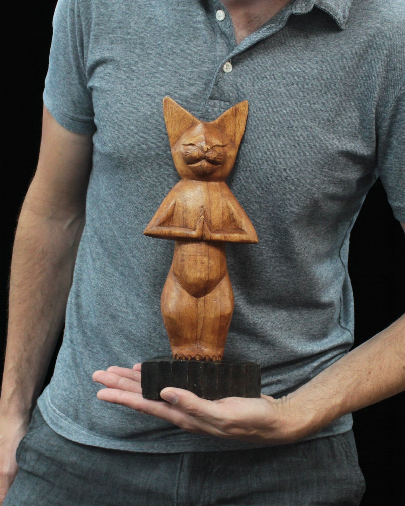 Escultura de Gato – Ioga 1 Postura de Pé 30 cm