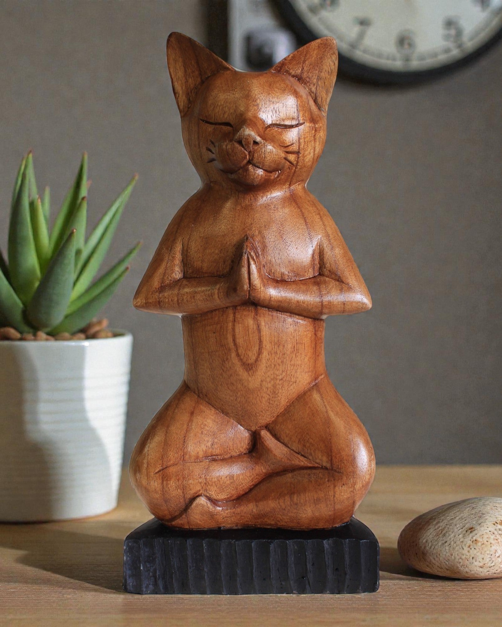 Escultura de Gato – Ioga 3 Flor de Lótus 30 cm