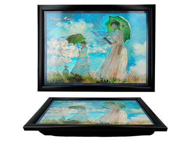 Suporte para portátil C. Monet, Mulher com Sombrinha, personalizável com possibilidade de gravação, elegante e artístico, 30.5x40.5cm, ideal para oferecer