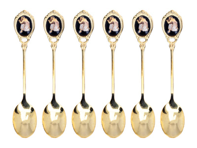 Conjunto de 6 colheres revestidas a ouro de 24K com motivo grego