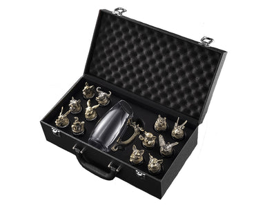 Conjunto de 12 copos de shot de 25ml + jarro de 250ml, com possibilidade de personalização por gravação