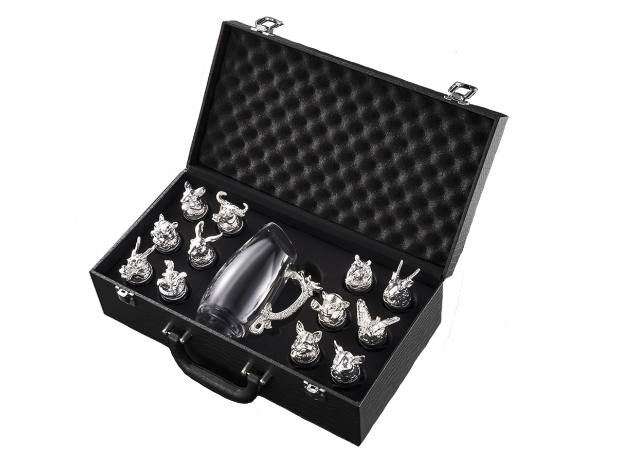 Conjunto de 12 copos de shot de 25ml com jarro de 250ml, com possibilidade de personalização por gravação