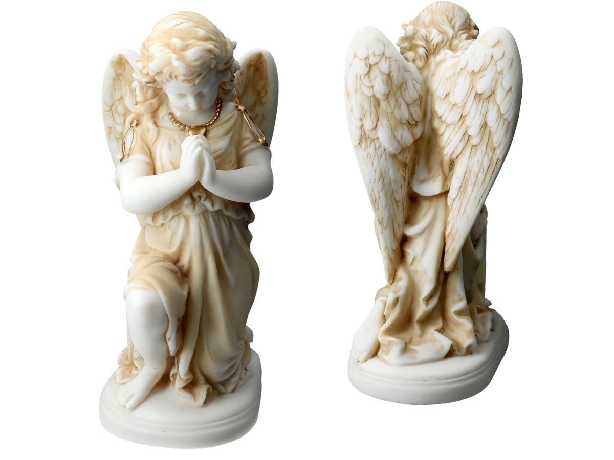 Anjo de alabastro em oração - figura de alabastro de 25cm com possibilidade de personalização por gravação